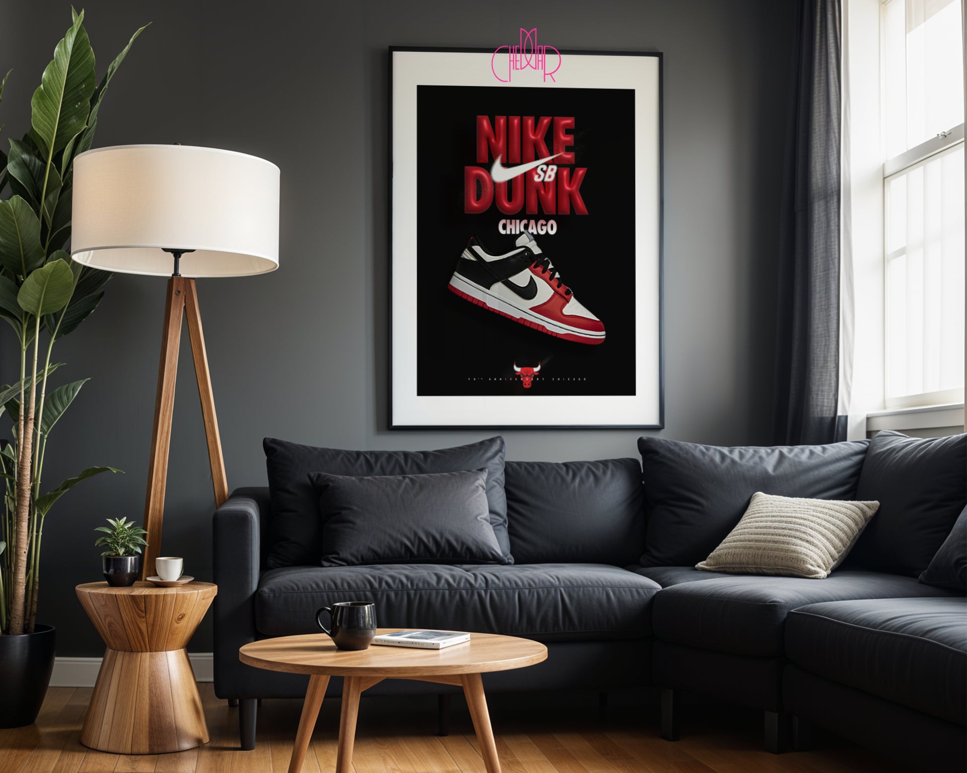 Nike Dunk SB Chicago poster, sneakers, modern art, streetwear