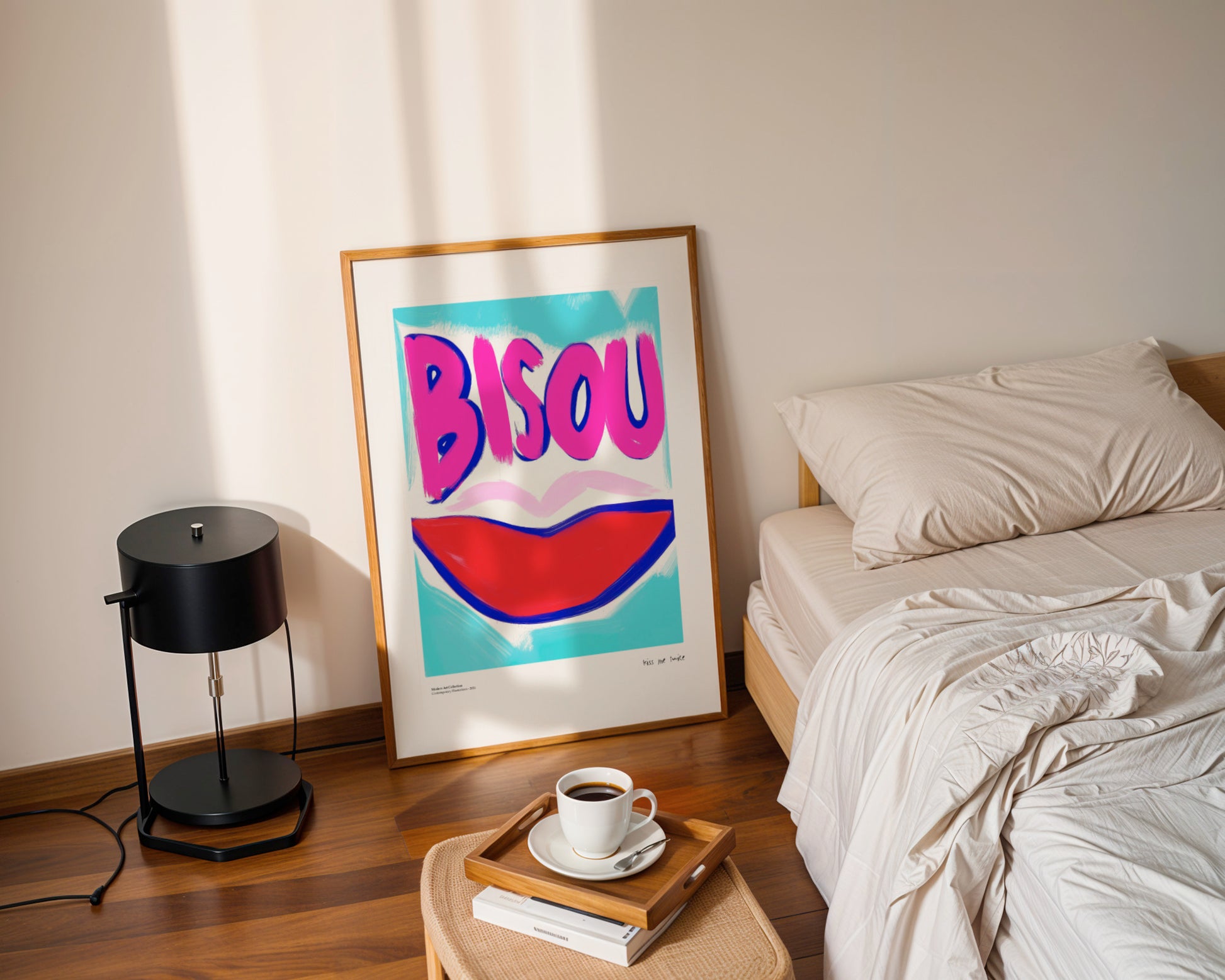 Bisou Bisou poster, French Kiss, modernism, contemporary art
