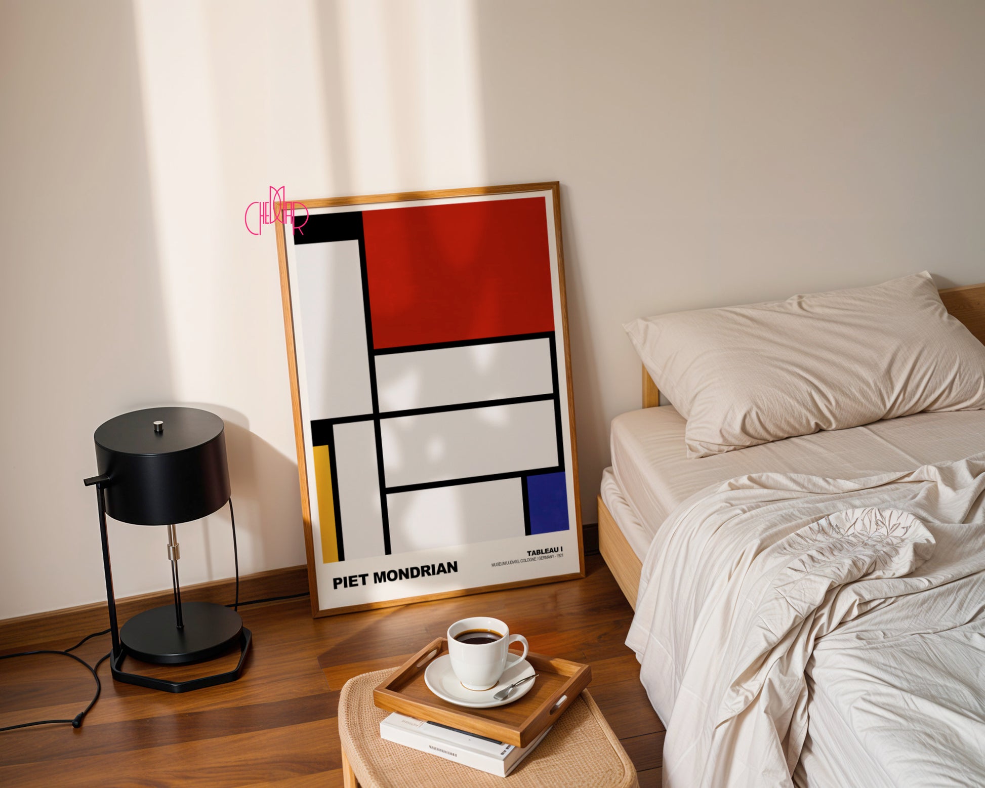 Czerwony Minimalizm: Abstract Grid – Mondrian, Modernist Red & Yellow