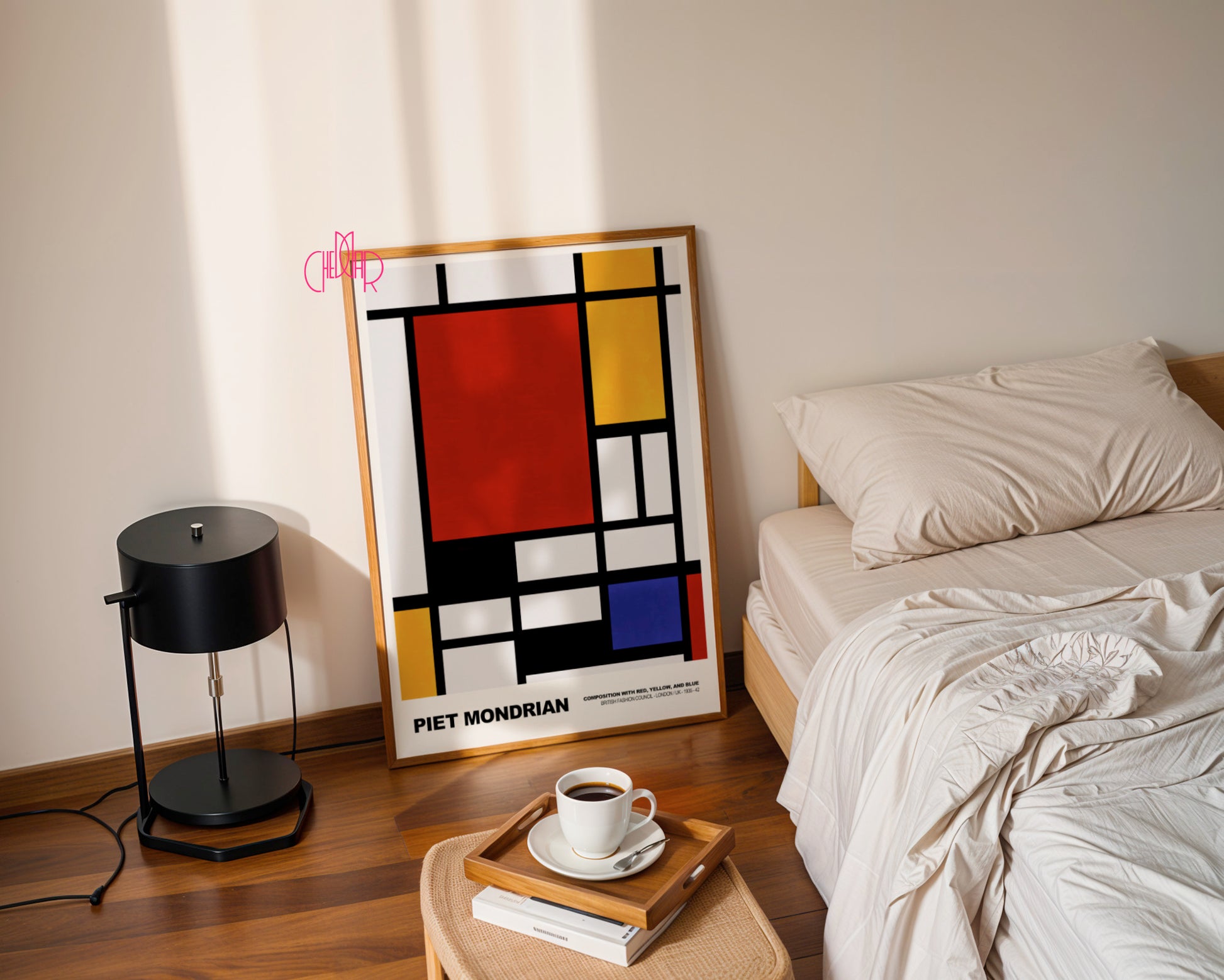Geometryczna Dominacja: Scarlet Balance – Mondrian, British Fashion Council Composition