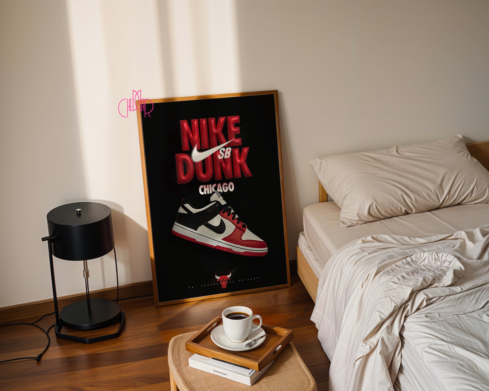 Nike Dunk SB Chicago poster, sneakers, modern art, streetwear