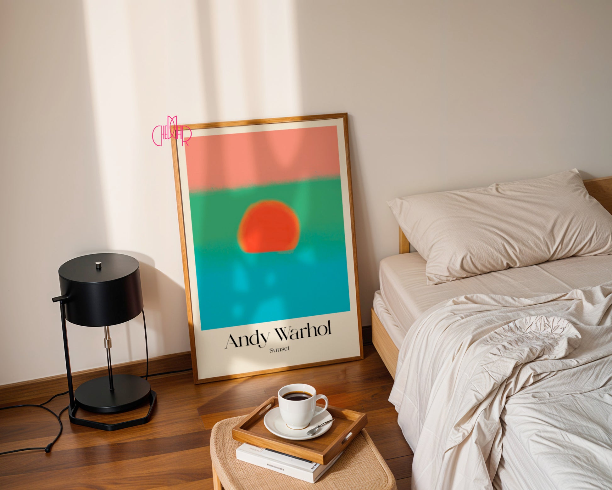 Tropikalna Reinterpretacja: Sunset Green & Azure – Andy Warhol, Pop Art Vision