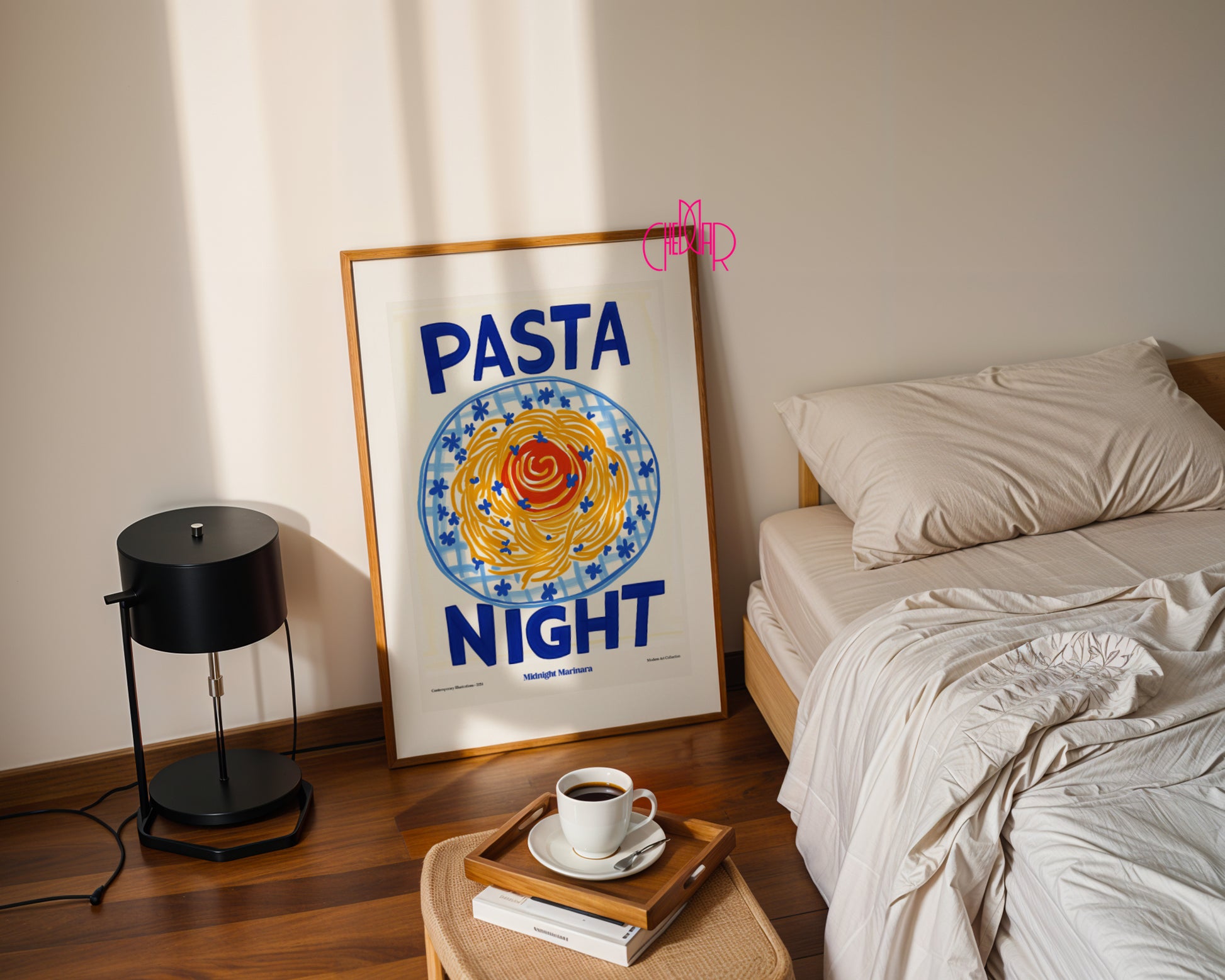 Pasta Night modernist poster, Contemporary Art Gallery