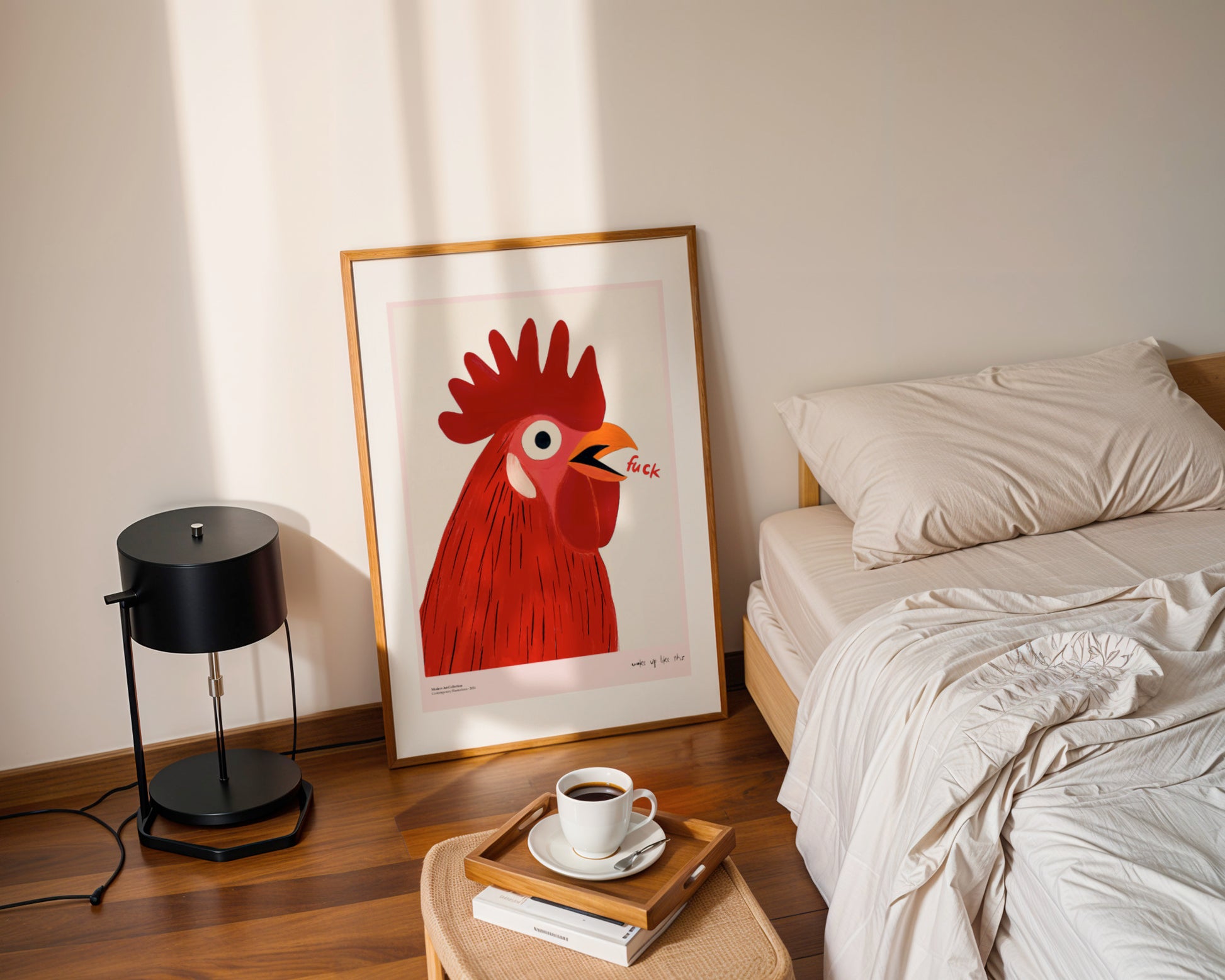 Woke Up Like This poster, Rooster Art, modernism, contemporary art
