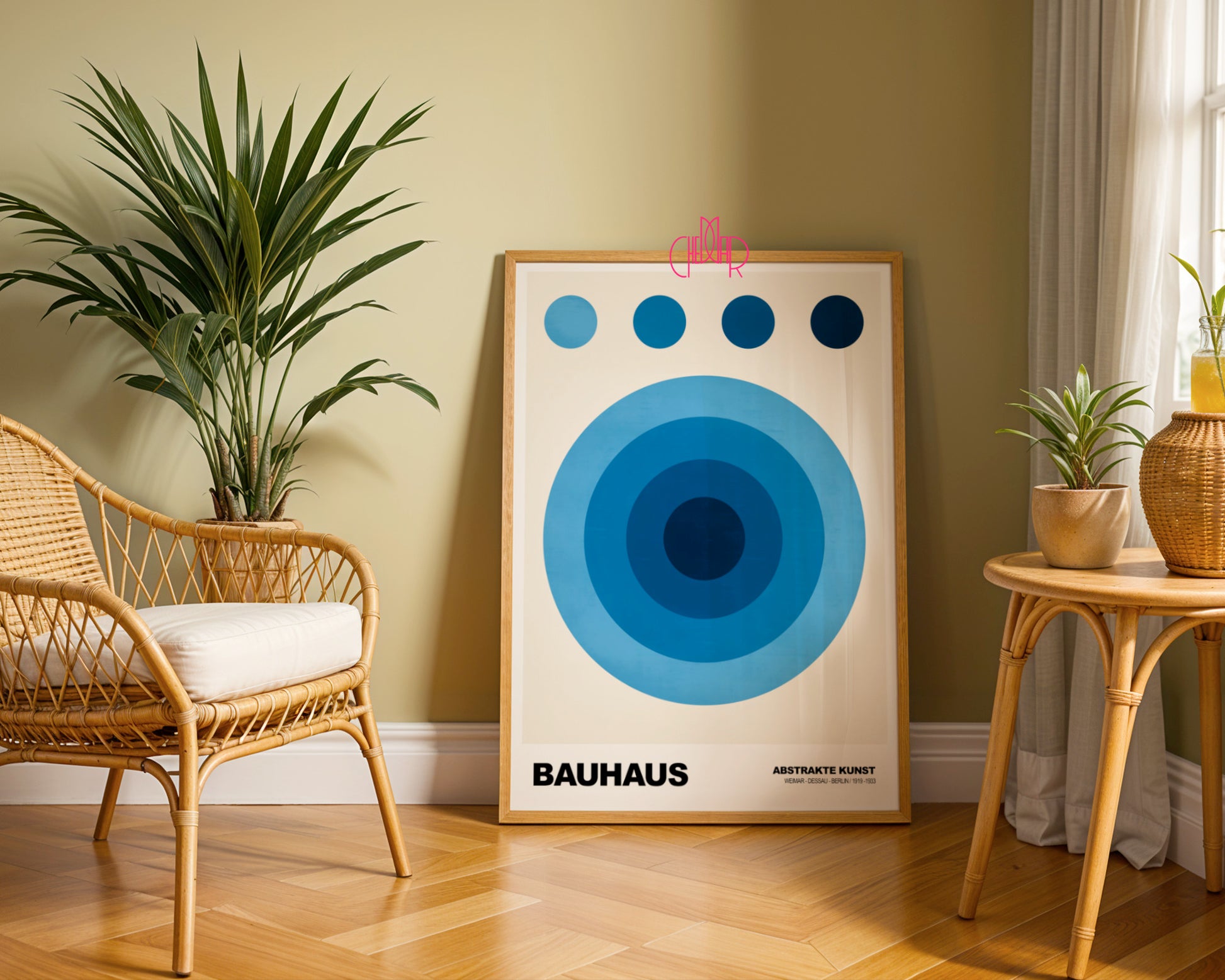 Lazurowa Koncentracja: Indigo Orbs – Bauhaus, Abstract Concentric Design