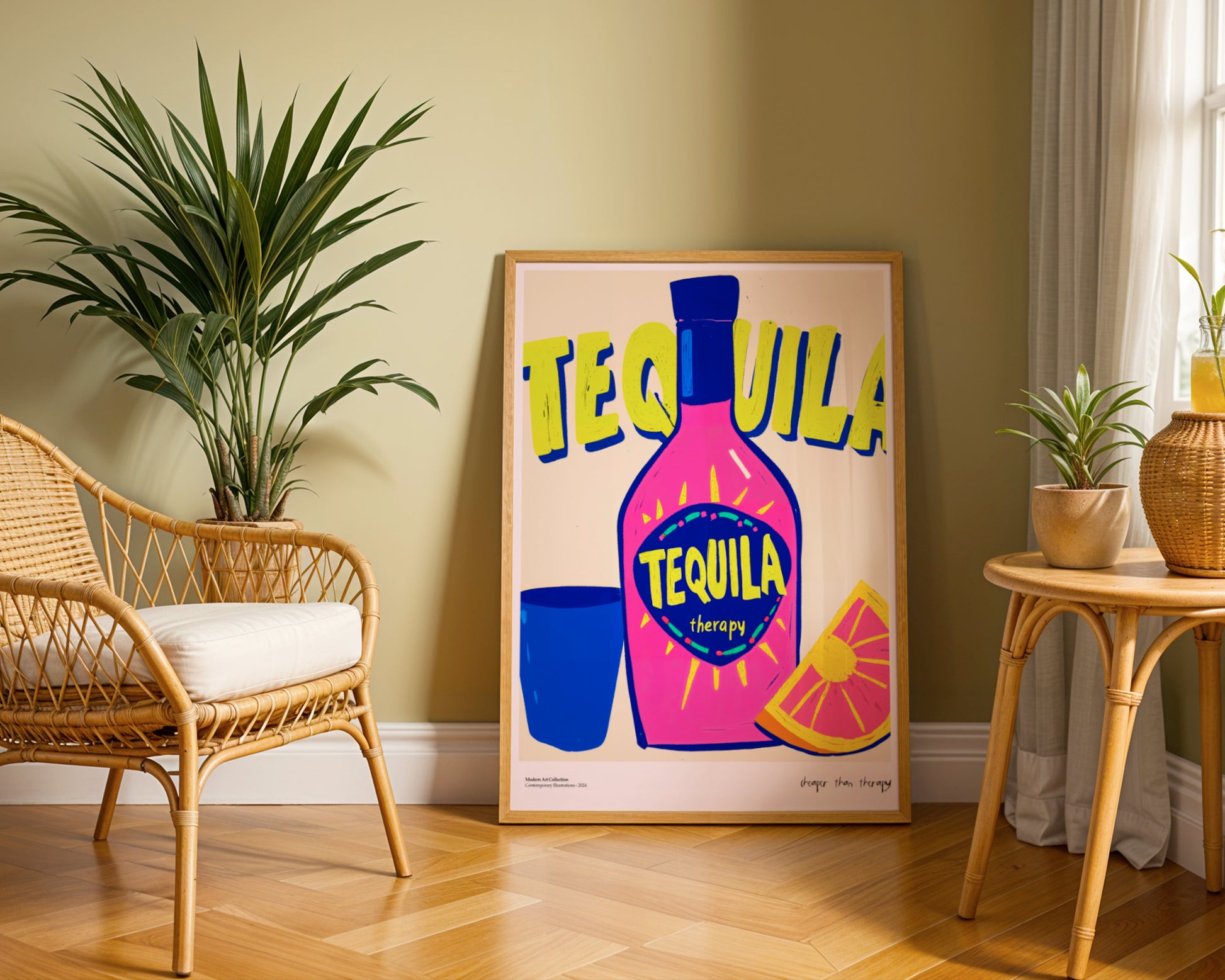 Tequila Therapy Poster – Because the best conversations happen over salt and lemon!
