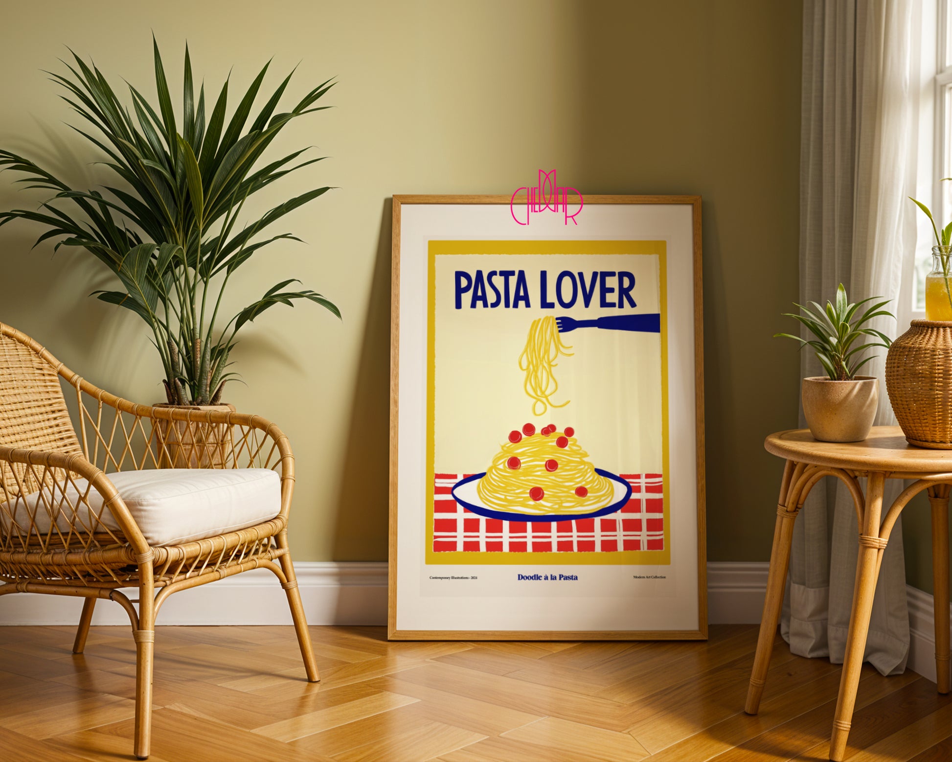 Pasta Lover modernist poster, Contemporary Art Gallery