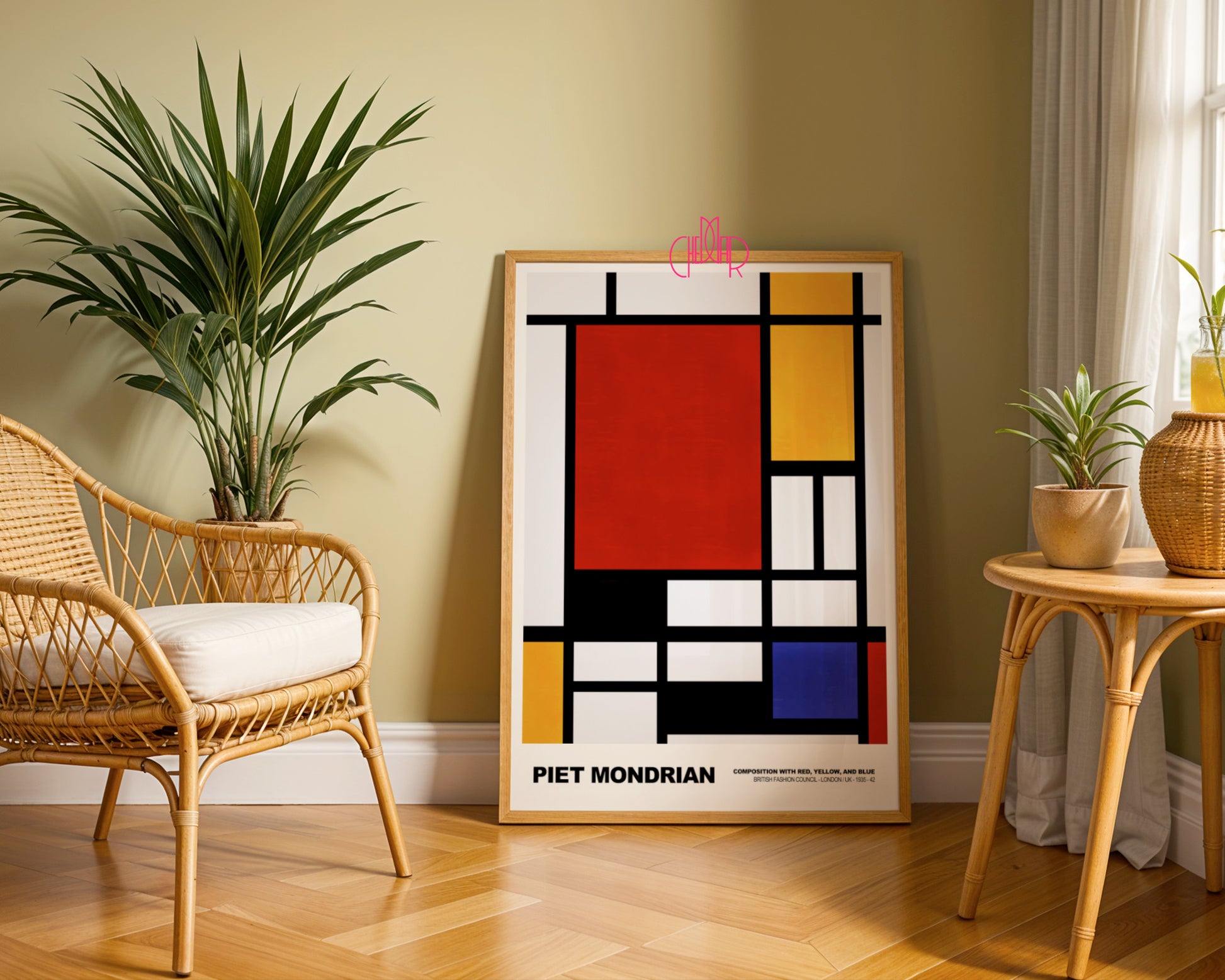 Geometryczna Dominacja: Scarlet Balance – Mondrian, British Fashion Council Composition