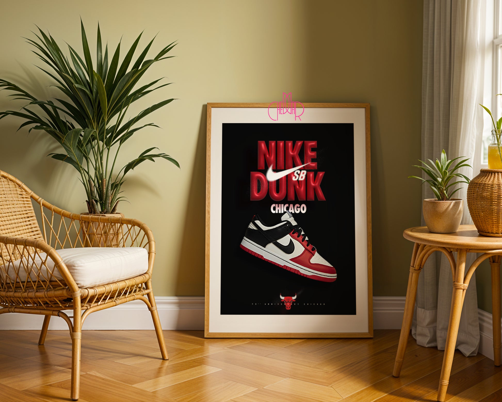 Nike Dunk SB Chicago poster, sneakers, modern art, streetwear