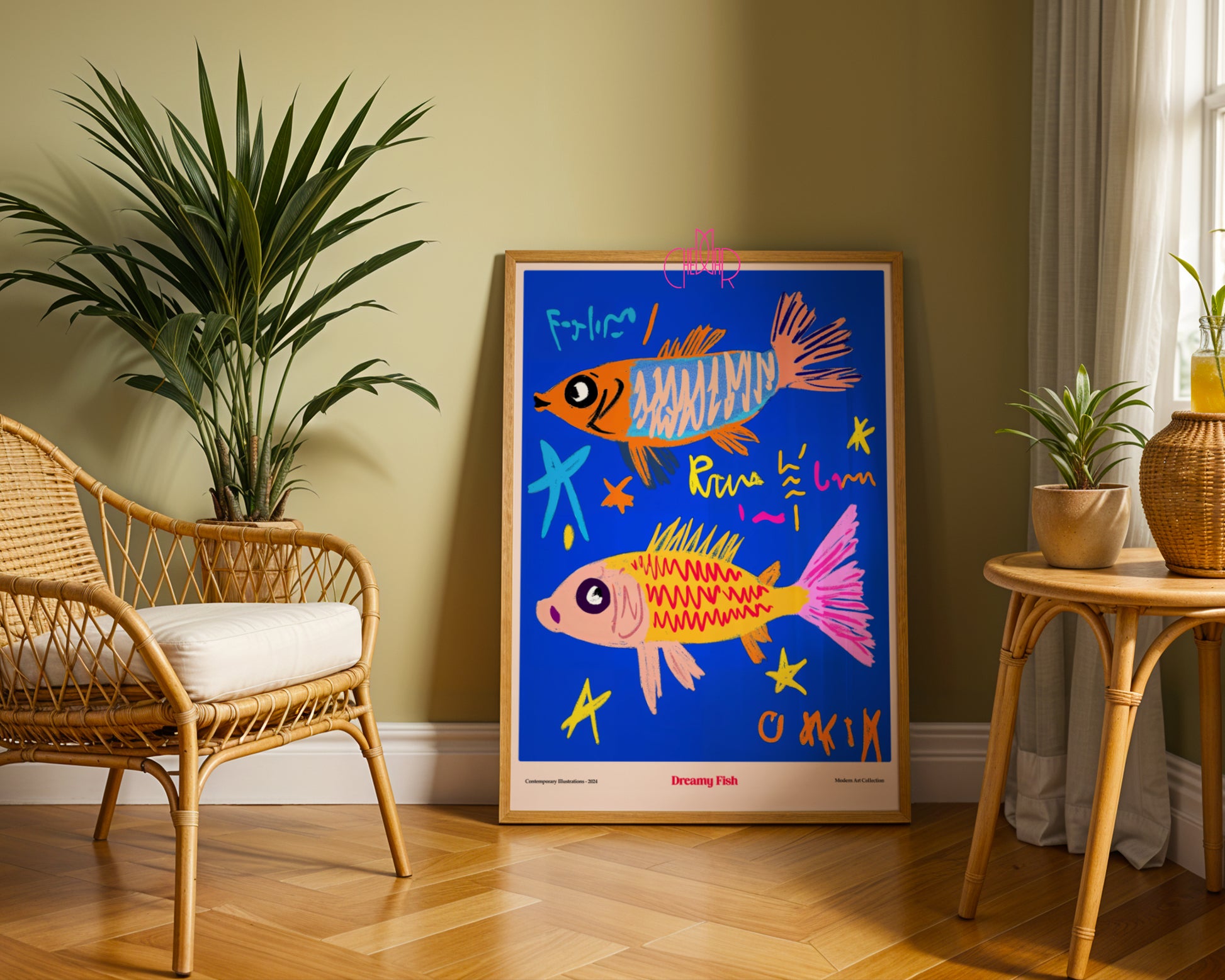 Dreamy Fish poster, marine art, contemporary art, modernism