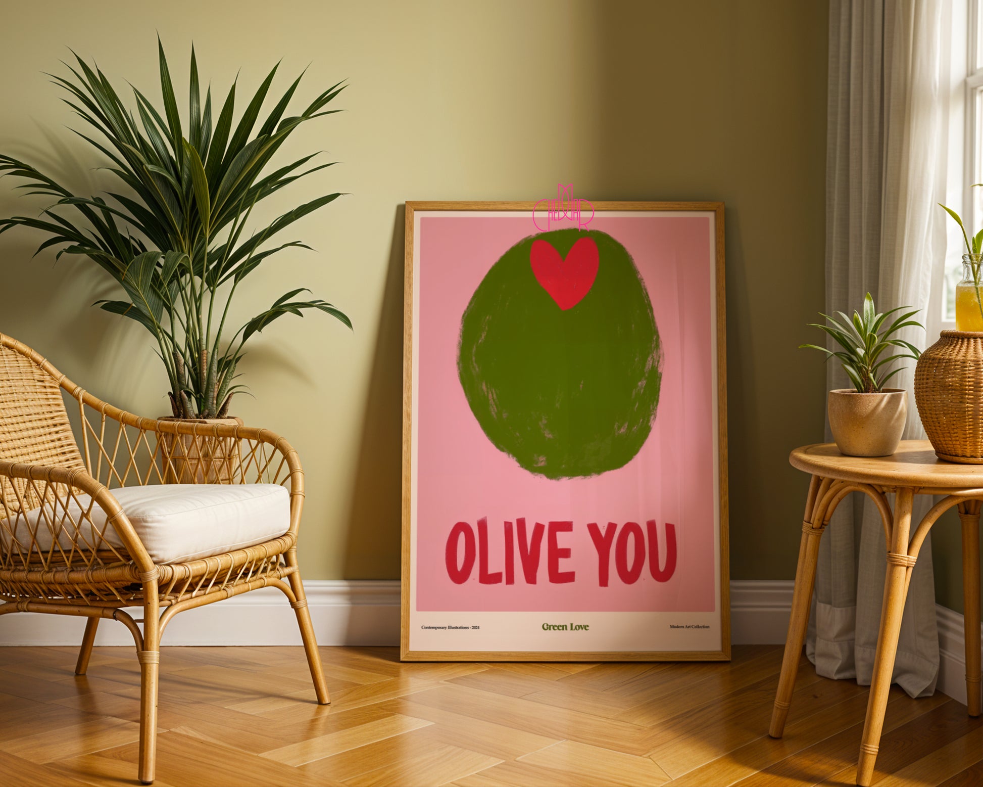 "Olive You" Poster – A Sweet Confession in the Modern Art Style!