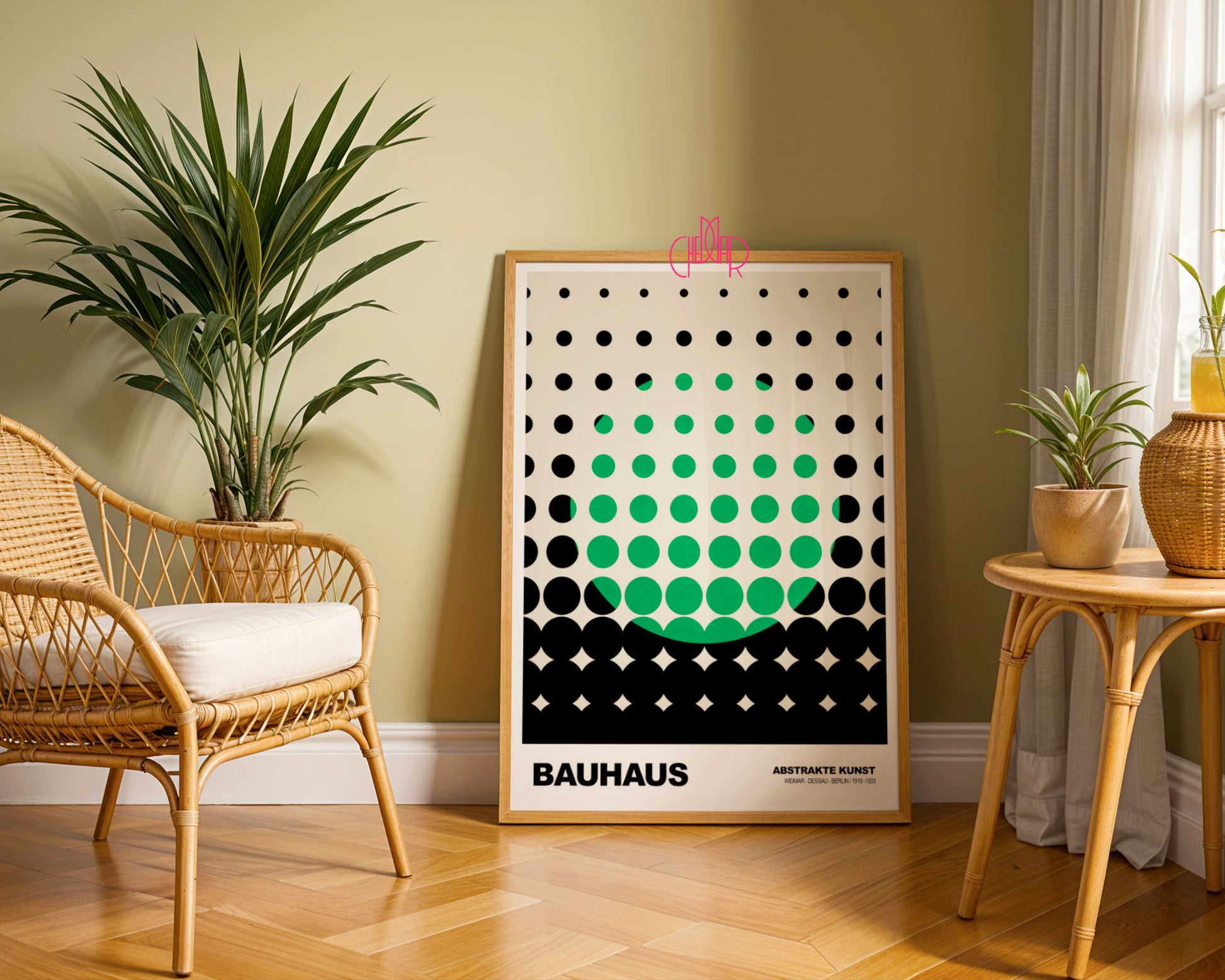 Wibracja Formy: Emerald Eclipse – Bauhaus, Abstract Dot Matrix