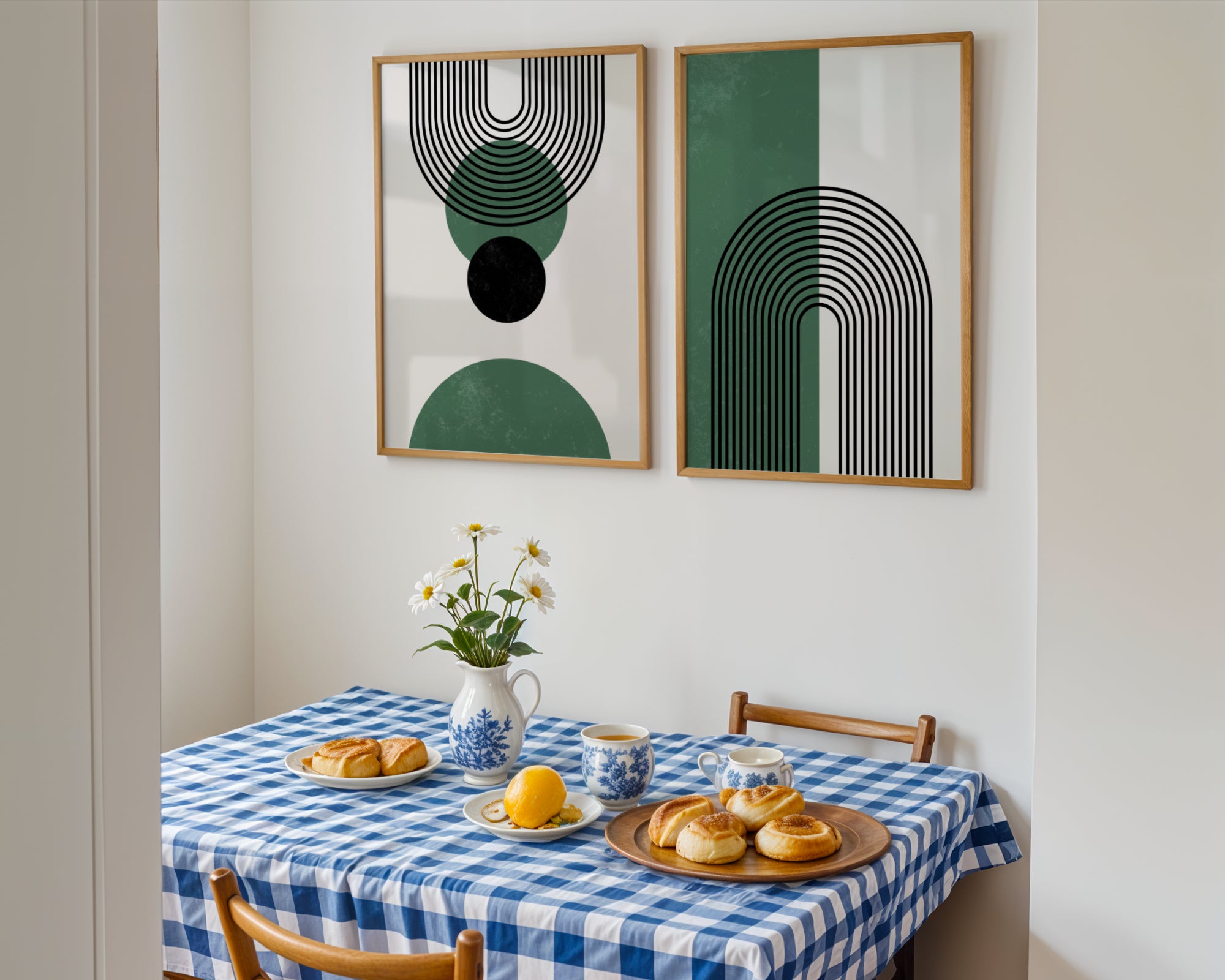 Green & Black Geometric Arches – Set of 2