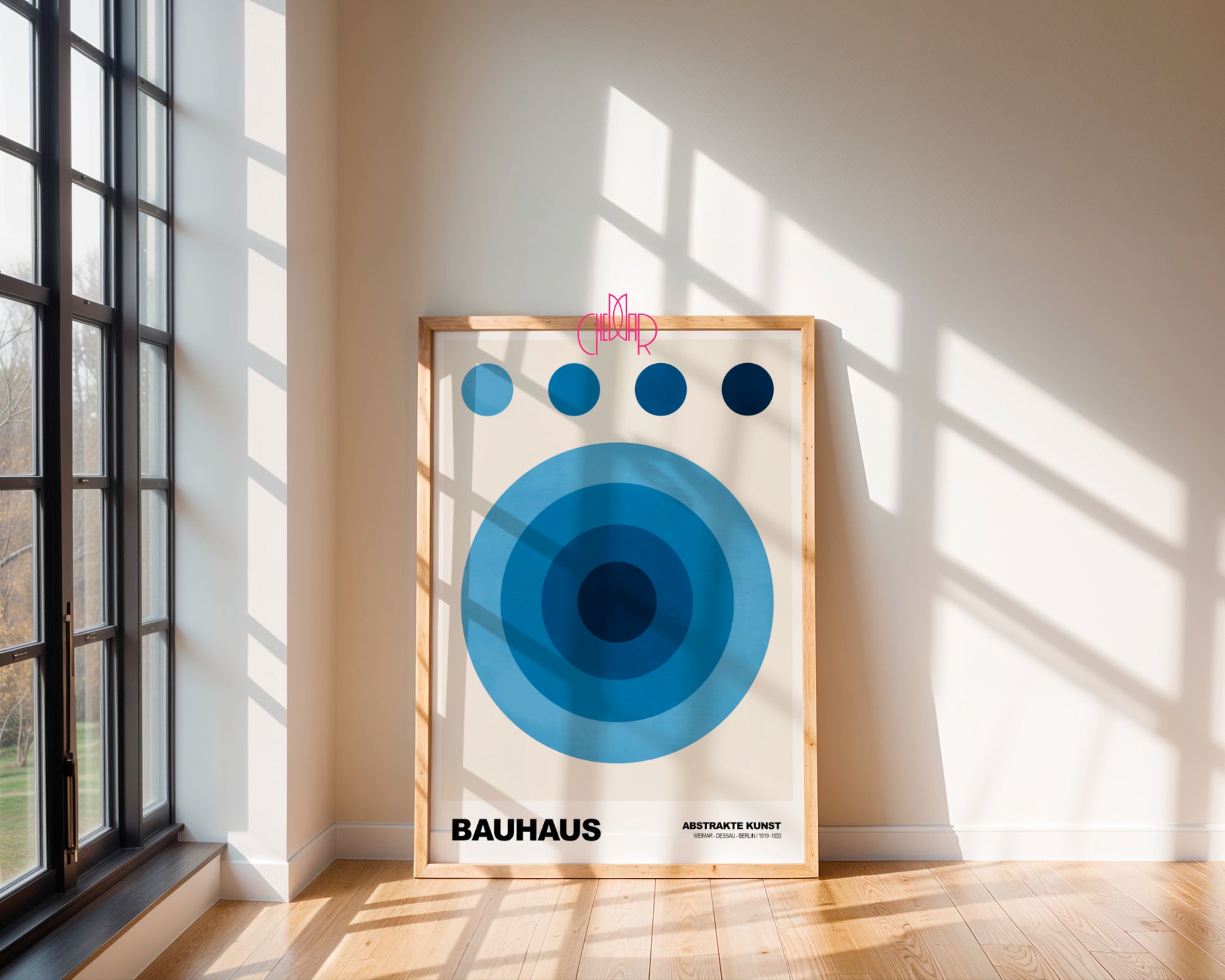 Lazurowa Koncentracja: Indigo Orbs – Bauhaus, Abstract Concentric Design