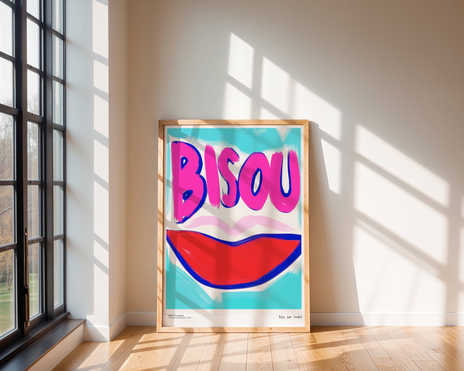 Bisou Bisou poster, French Kiss, modernism, contemporary art