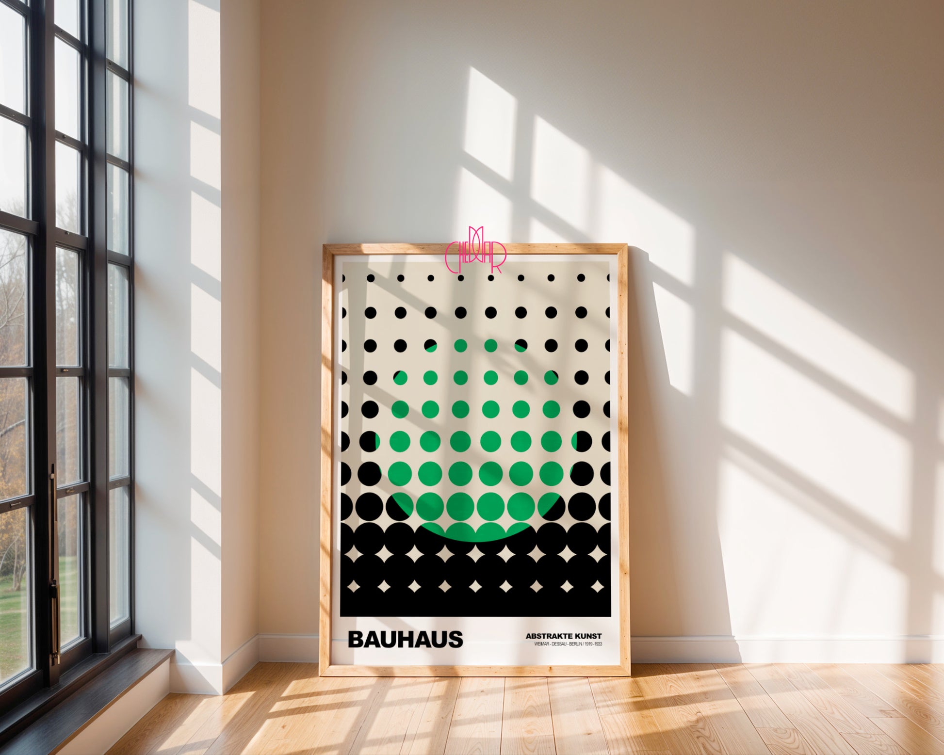 Wibracja Formy: Emerald Eclipse – Bauhaus, Abstract Dot Matrix