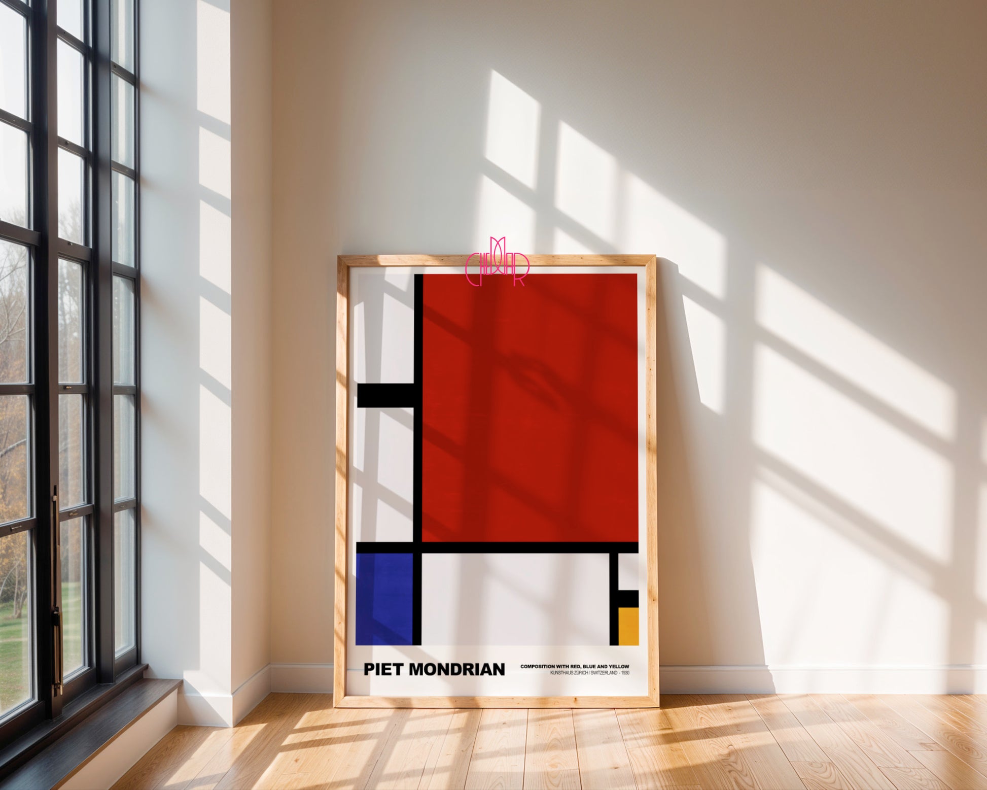 Czysta Abstrakcja: Scarlet Dominance – Piet Mondrian, Red & Blue Modernist Grid