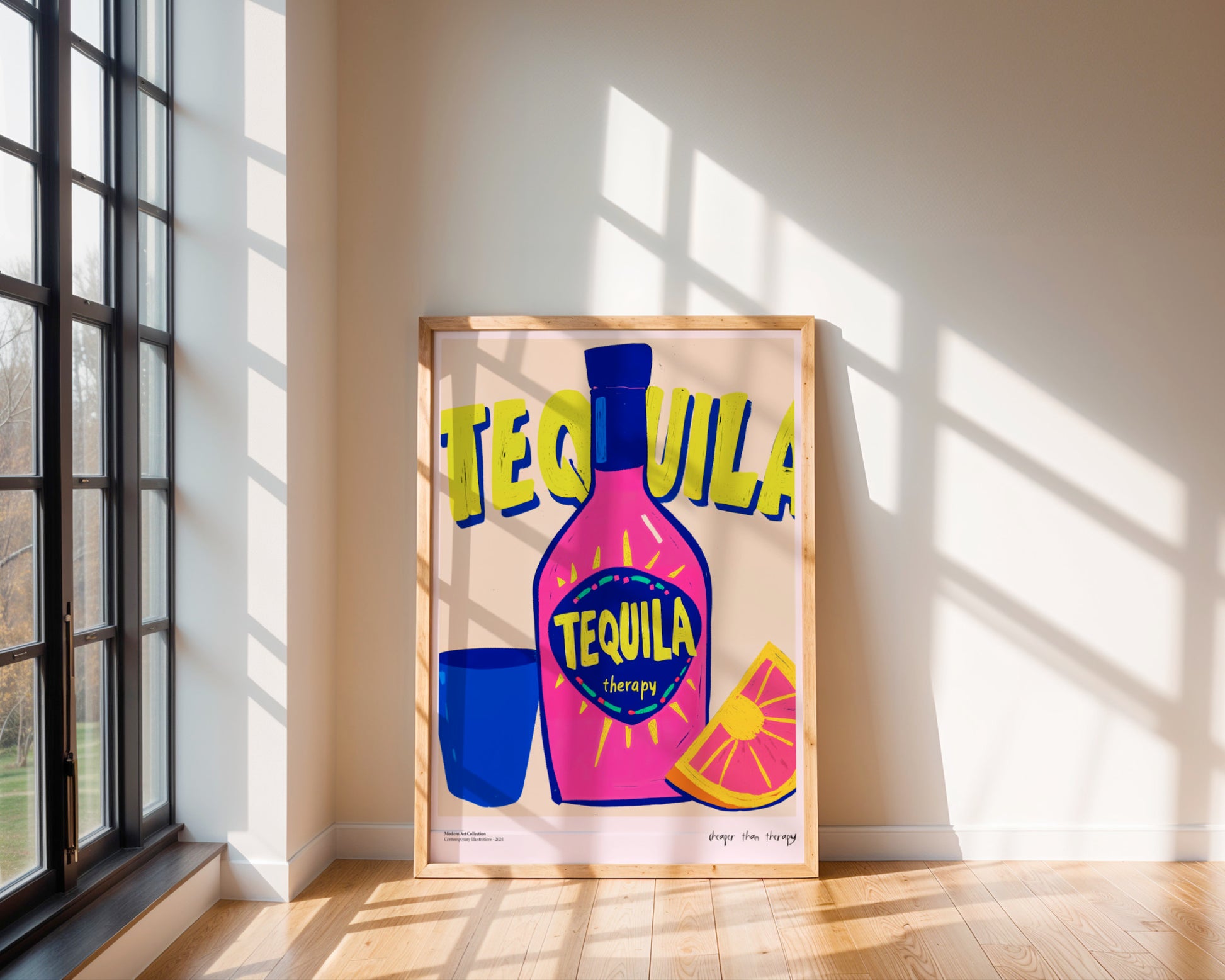 Tequila Therapy Poster – Because the best conversations happen over salt and lemon!