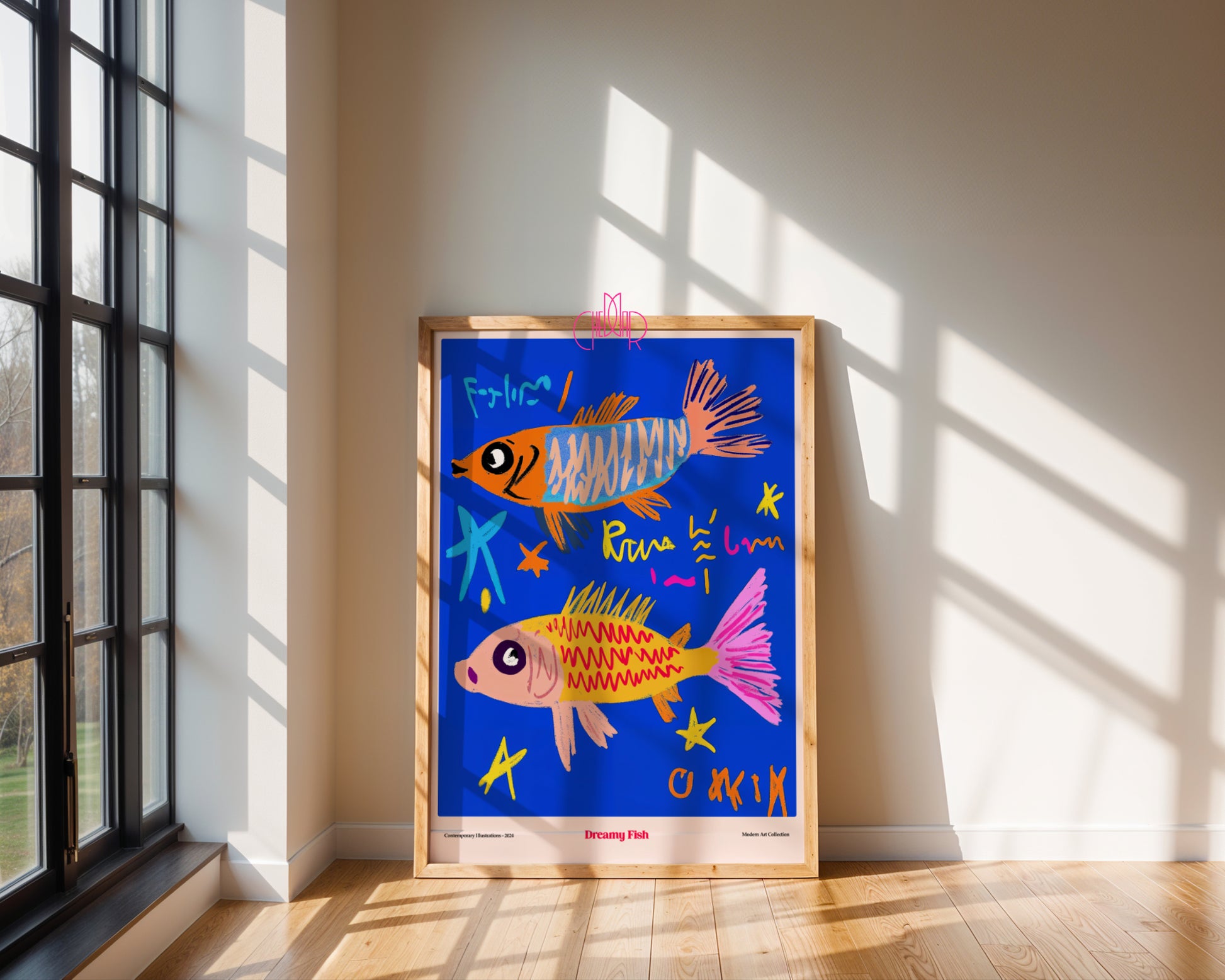 Dreamy Fish poster, marine art, contemporary art, modernism