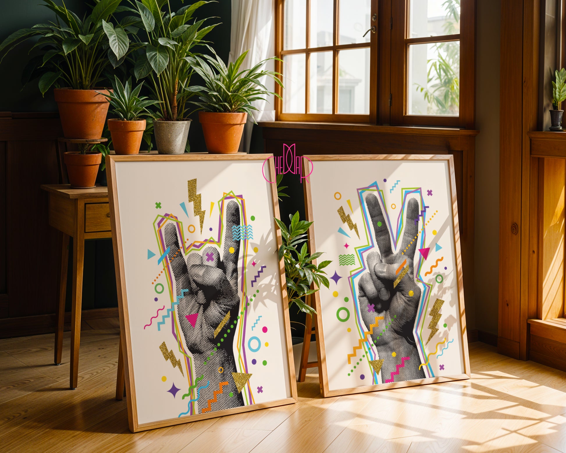 Zestaw retro pop-art – Rock & Peace Gestures