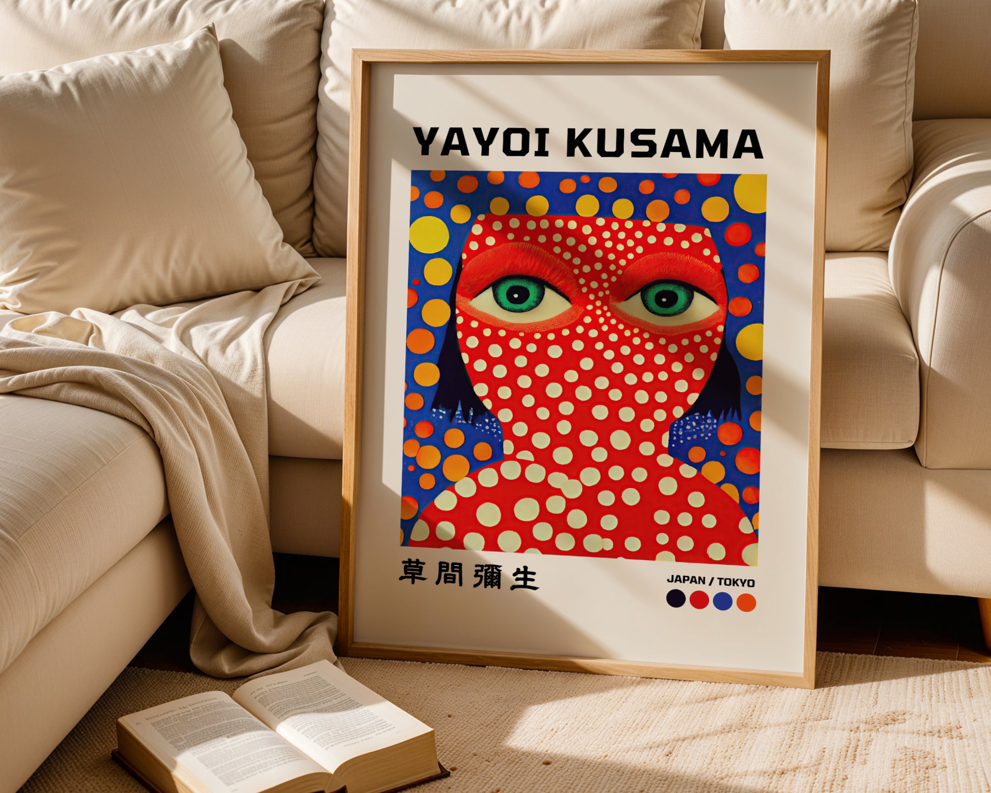 Yayoi Kusama's Faces on a Green Background poster, Japan, Tokyo, 1993
