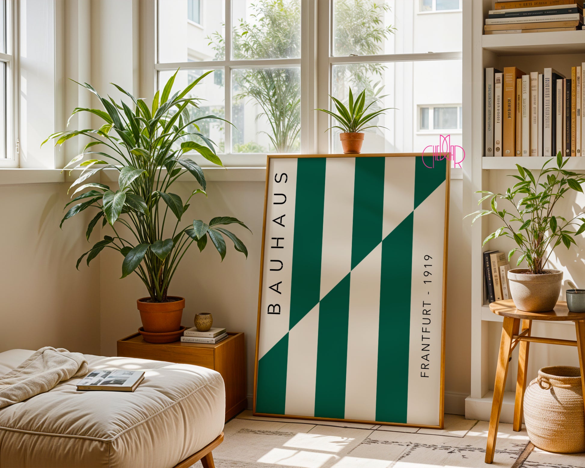 Bauhaus poster green and beige stripes, Frankfurt 1919