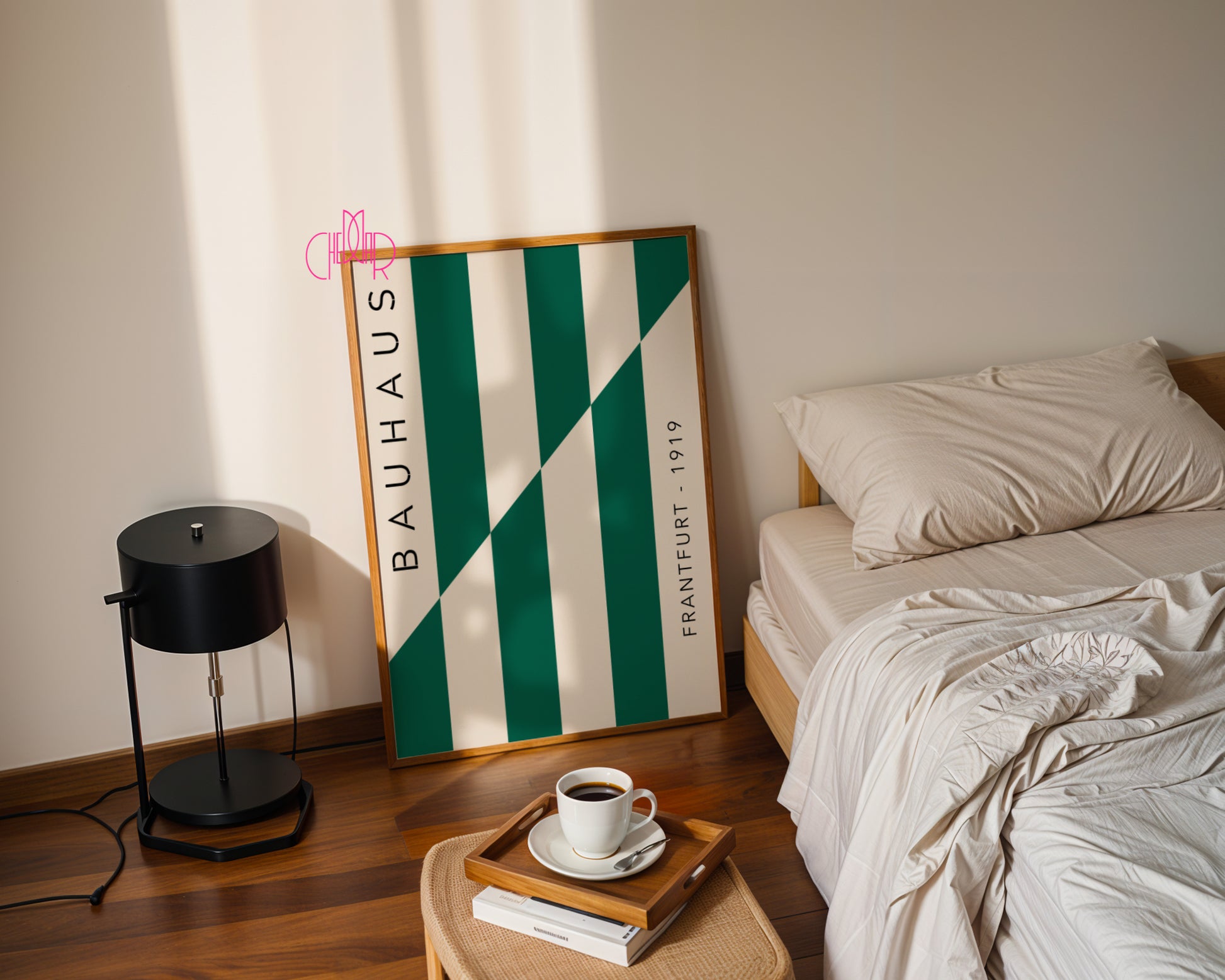 Bauhaus poster green and beige stripes, Frankfurt 1919