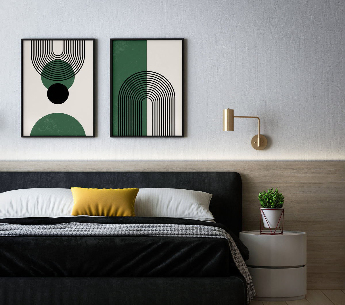 Green & Black Geometric Arches – Set of 2