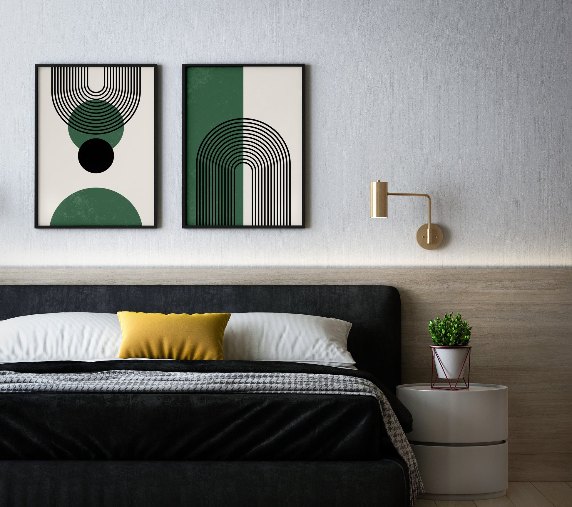 Geometric Green Set – Minimalism and Rhythm of Lines
