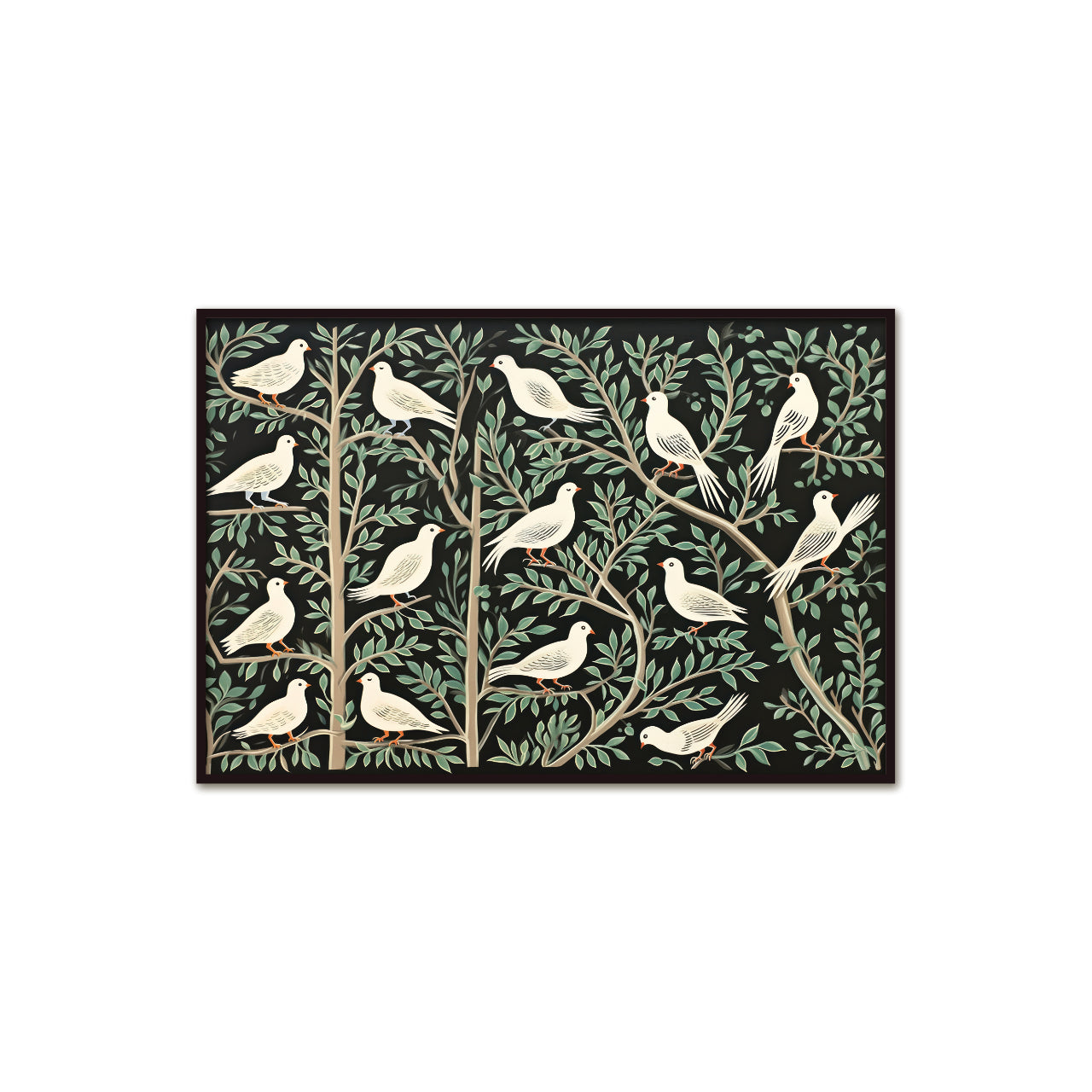 Voysey "The Birds" Poster Graphics Birds Leaves Vintage