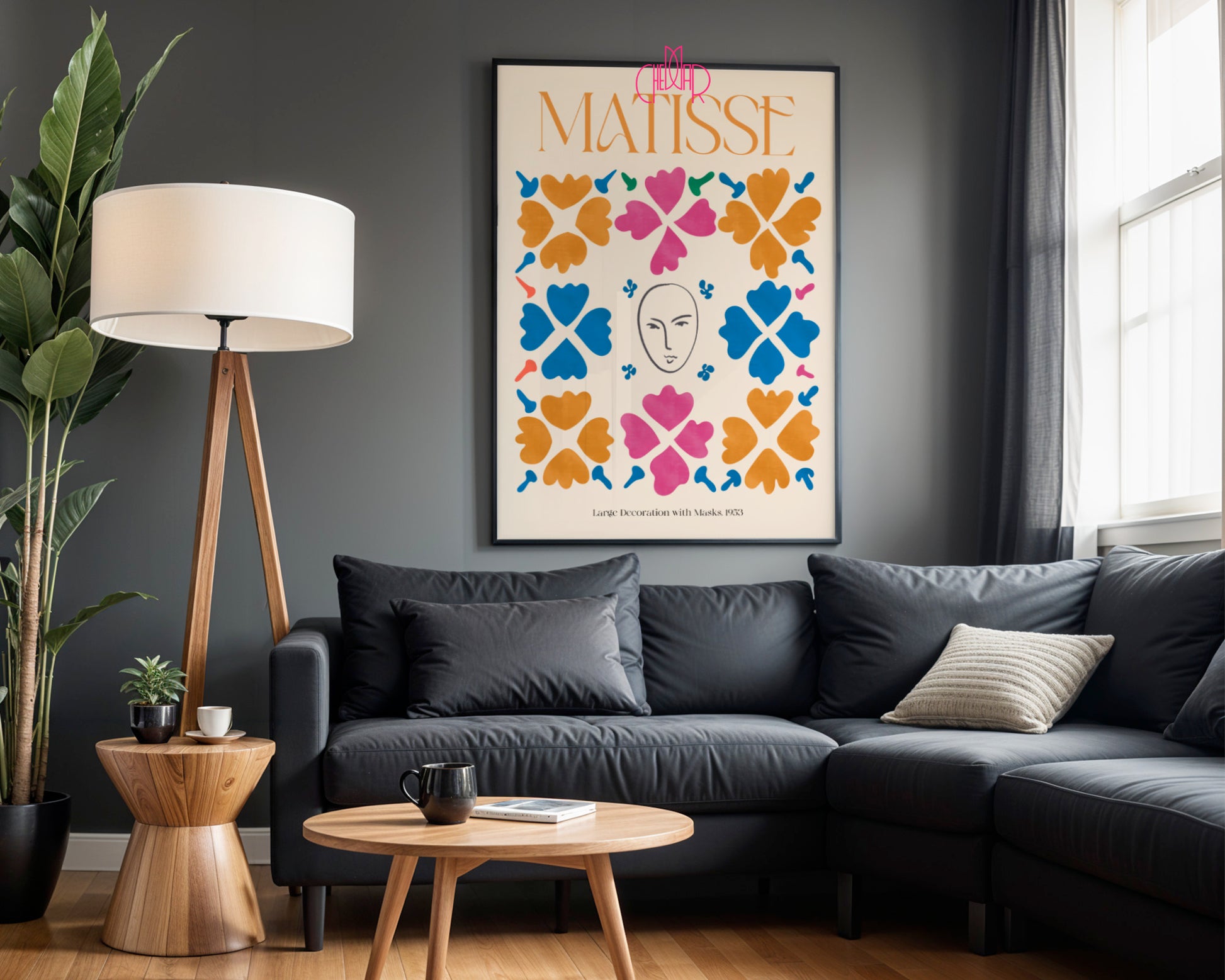Kwiatowa Symetria: Mask & Petals – Matisse, Large Decoration with Masks