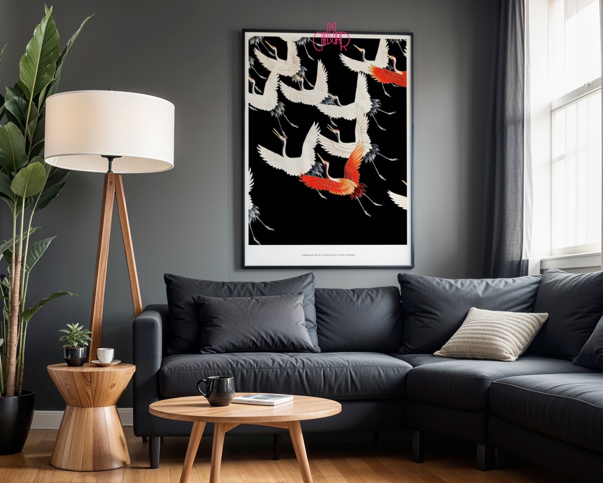 Japanese Cranes – Furisode: Myriad of Flying Cranes