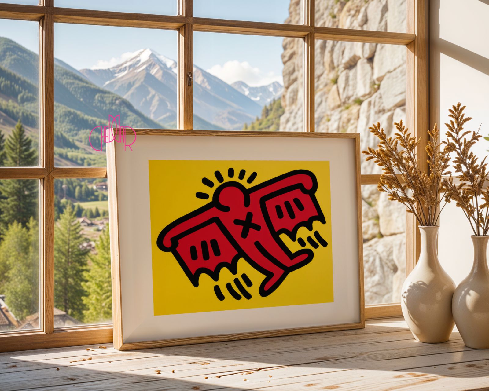 Keith Haring poster - bat, horizontal, pop art, contemporary art