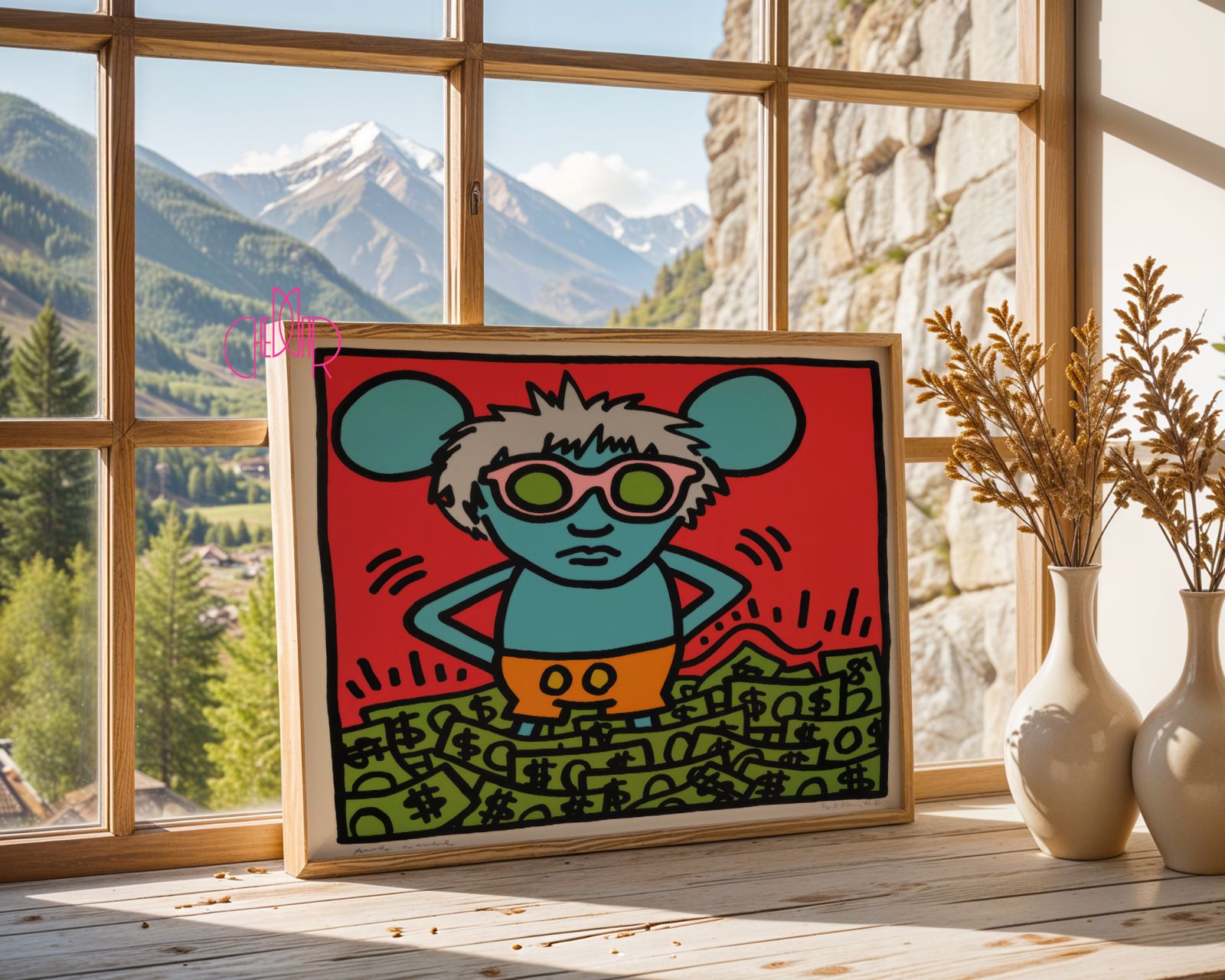 Keith Haring-Andy Mouse poster, pop art, contemporary art