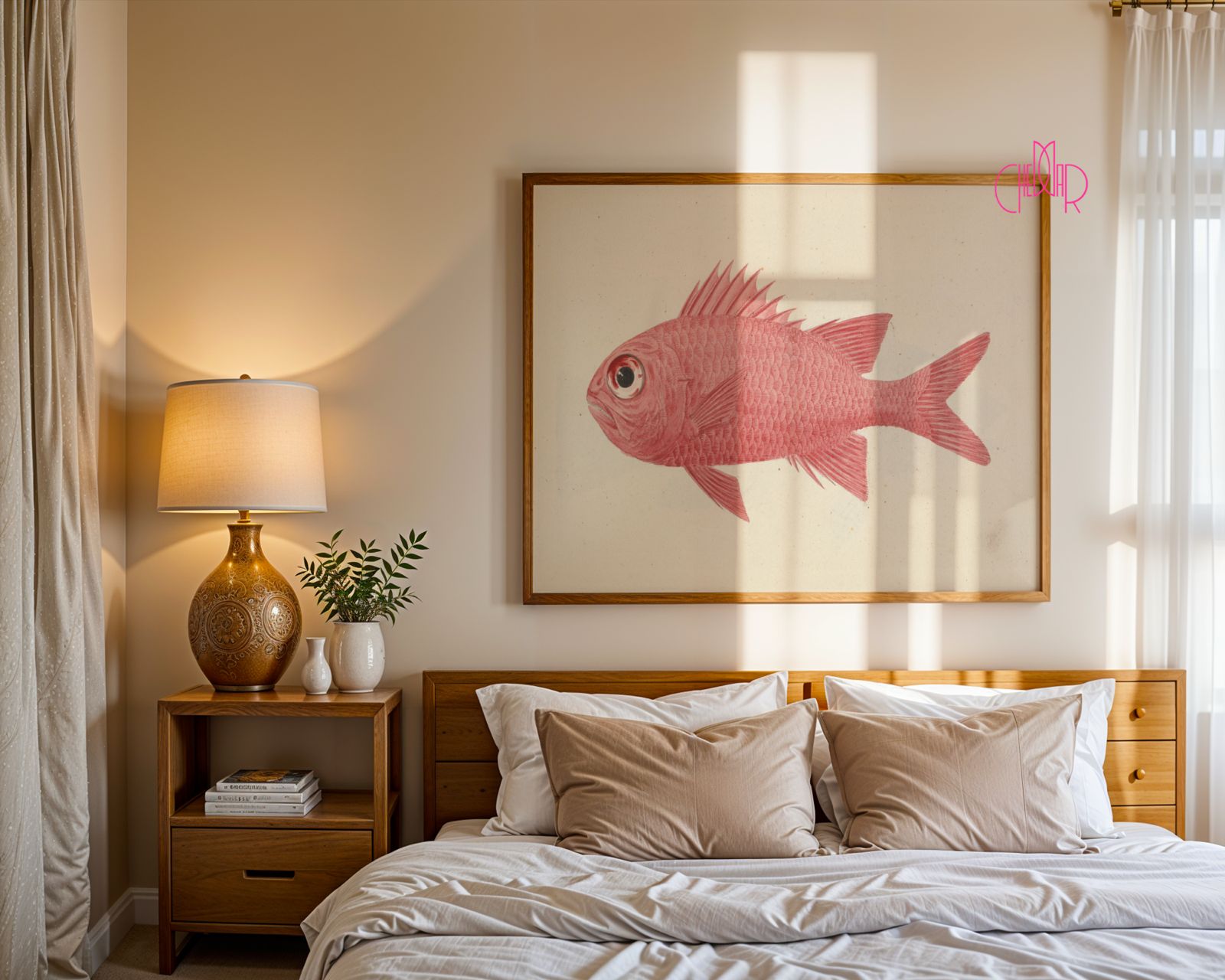 Red Fish Poster Luigi Balugani Marine Graphics, vintage