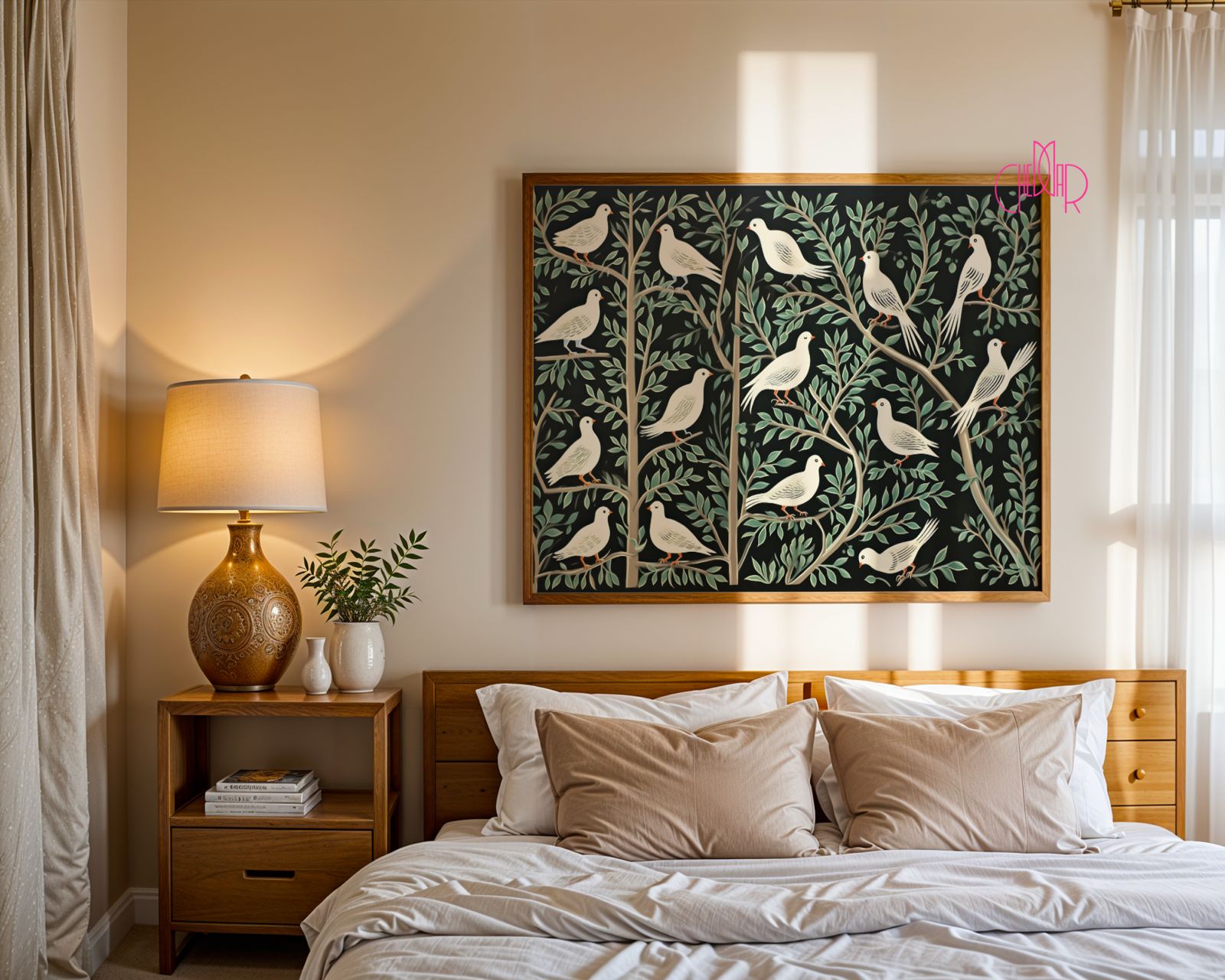 Voysey "The Birds" Poster Graphics Birds Leaves Vintage