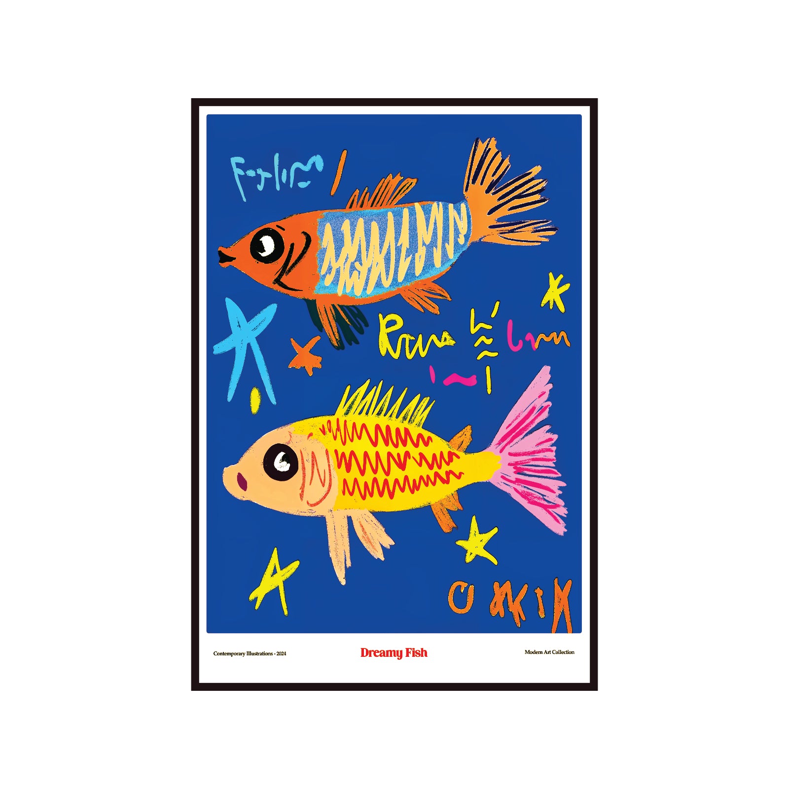 Dreamy Fish poster, marine art, contemporary art, modernism