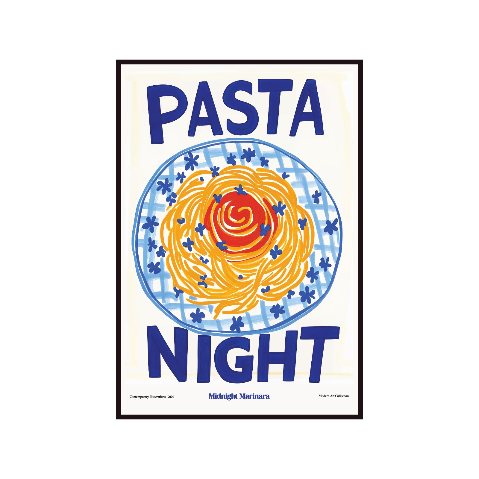 Pasta Night modernist poster, Contemporary Art Gallery
