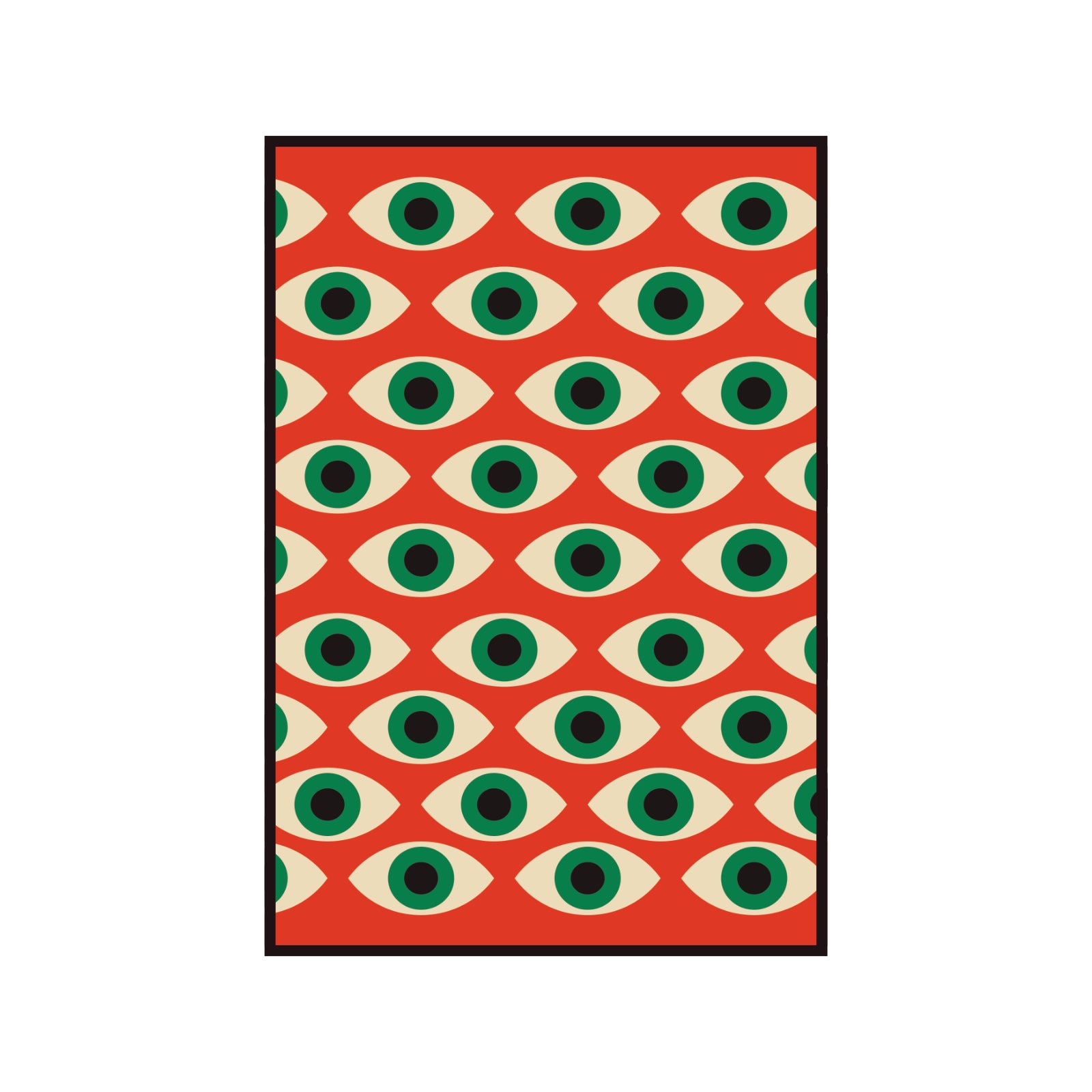 Bauhaus Geometric Poster – Red Pattern with Eyes, retro, vintage