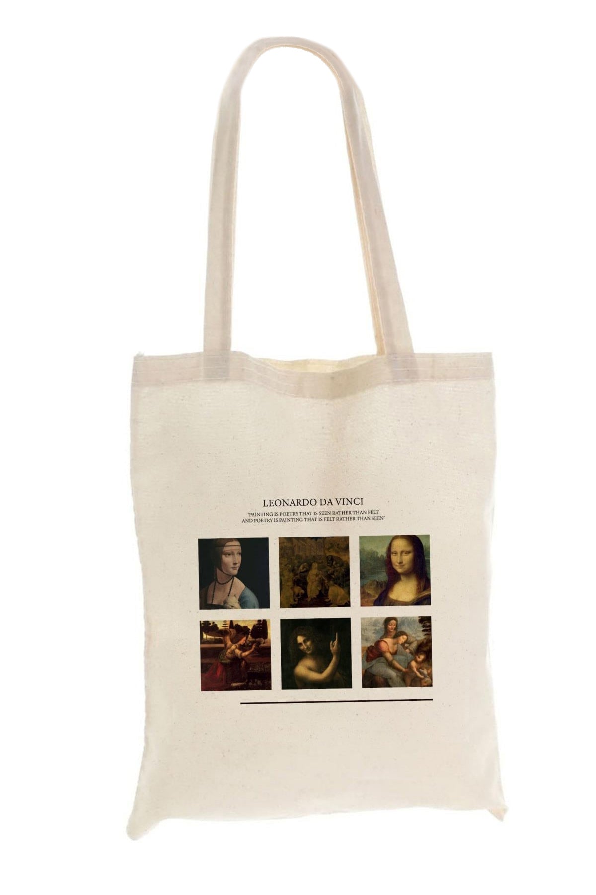 Cotton shoulder bag, Shopper type, stylish, spacious Leonardo Da Vinci, for shopping, everyday use. 