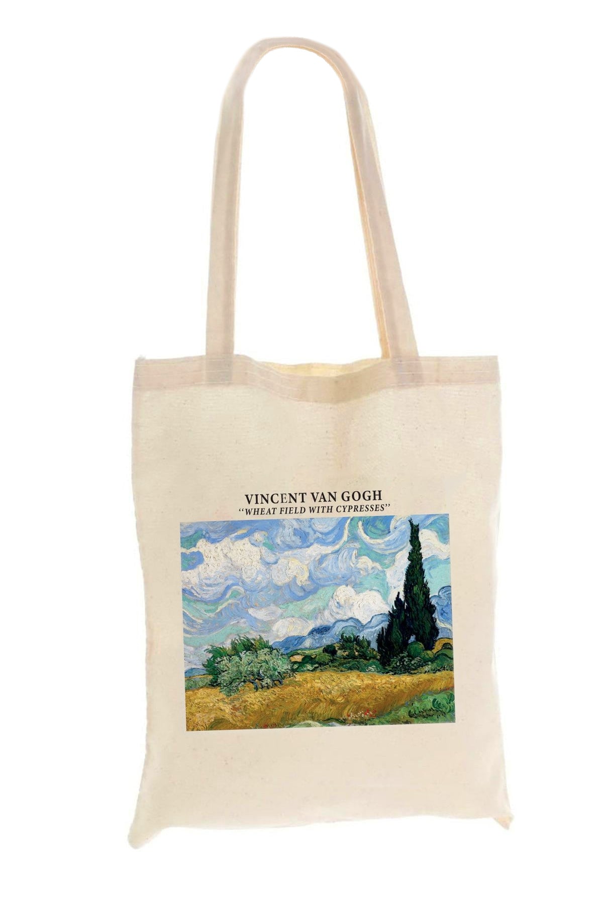 Cotton bag for shopping, school, everyday use Vincent Van Gogh, Wheat field with cypresses.