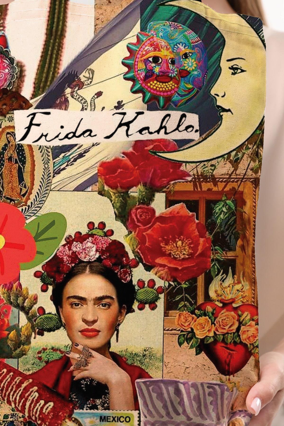 Frida Khalo cotton shoulder shopper bag, stylish, spacious, for shopping, everyday use. 
