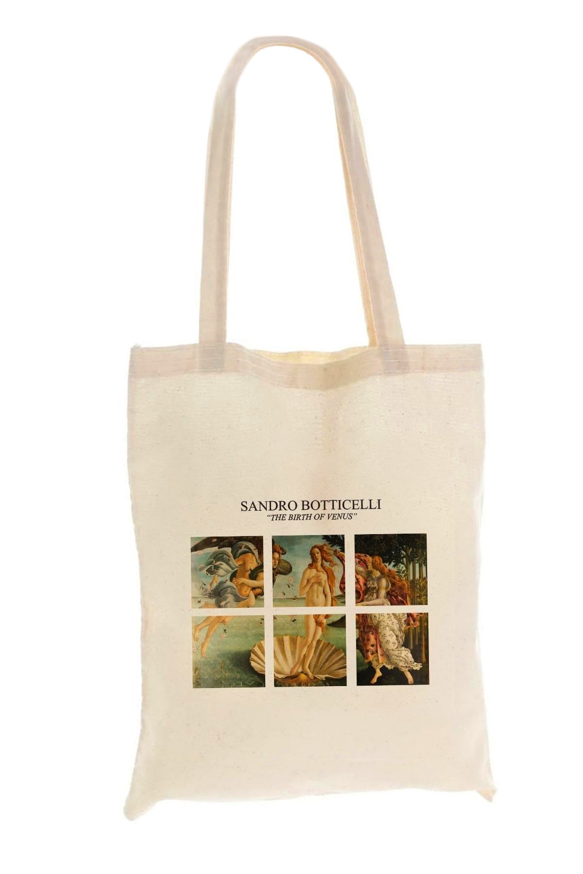 Cotton shoulder bag, shopper type, stylish, spacious, Sandro Botticelli "The Birth of Venus". 