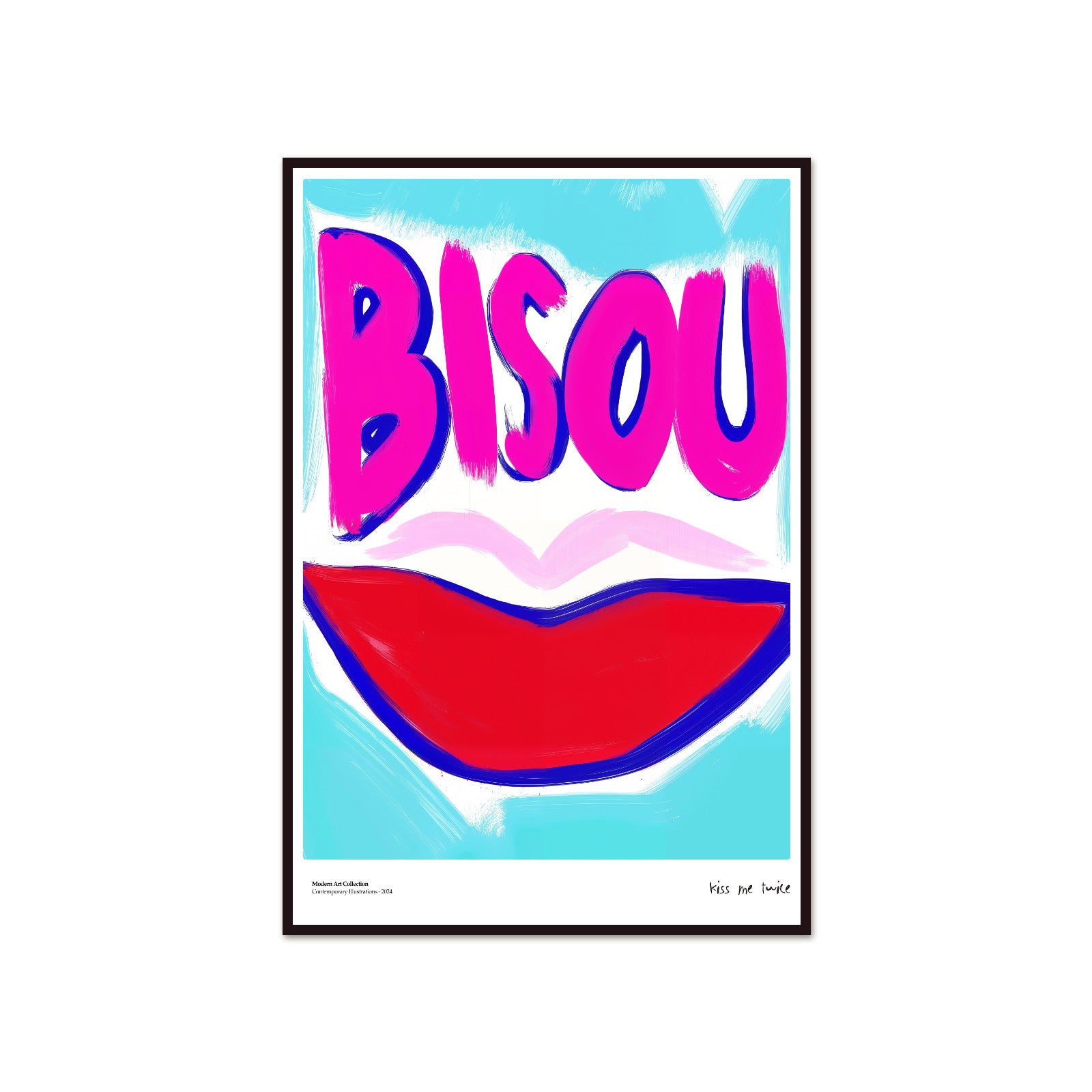Bisou Bisou poster, French Kiss, modernism, contemporary art