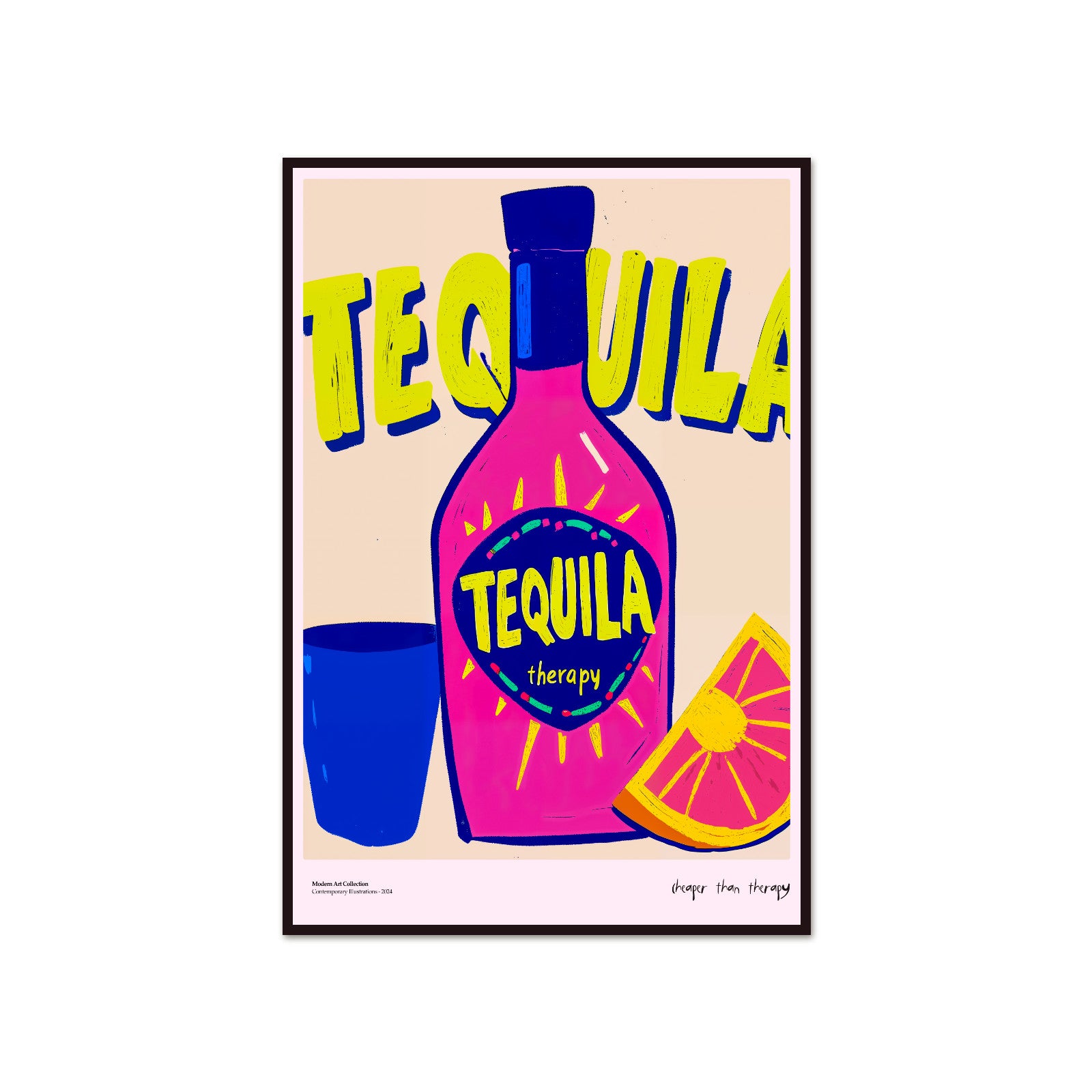 Tequila Therapy Poster – Because the best conversations happen over salt and lemon!