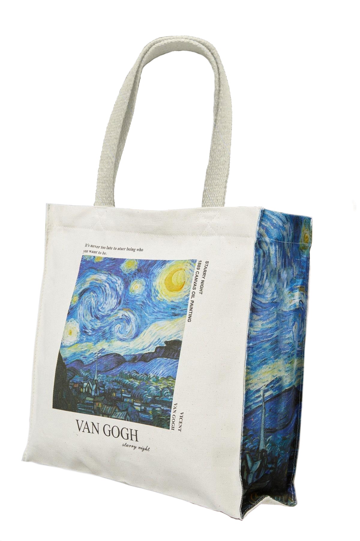 Cotton shoulder bag, zippered, spacious, Vincent Van Gogh - "Starry Night" 